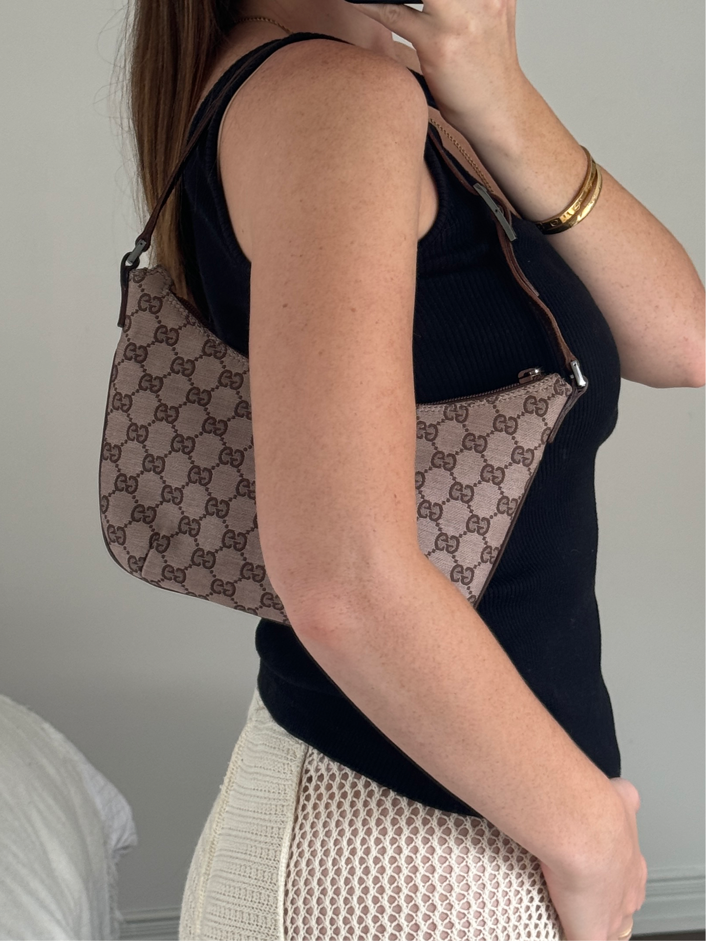 Authentic Preowned Gucci Brown GG Canvas Pochette Shoulder Bag