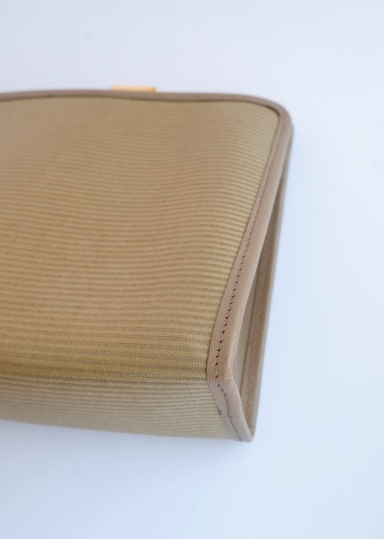 Authentic Preowned Vintage YSL Yves Saint Laurent Beige Coated Canvas Pouch