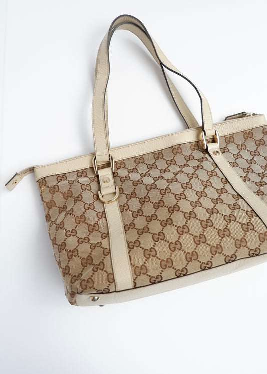 Authentic Preowned Gucci White GG Canvas Shoulder Bag