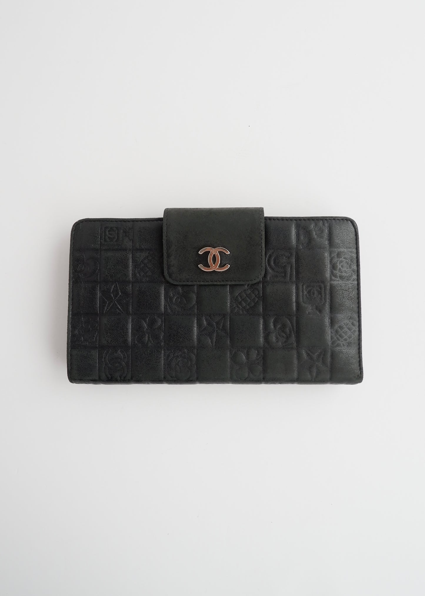 Authentic Preowned Chanel Black Lambskin Long Fold Wallet