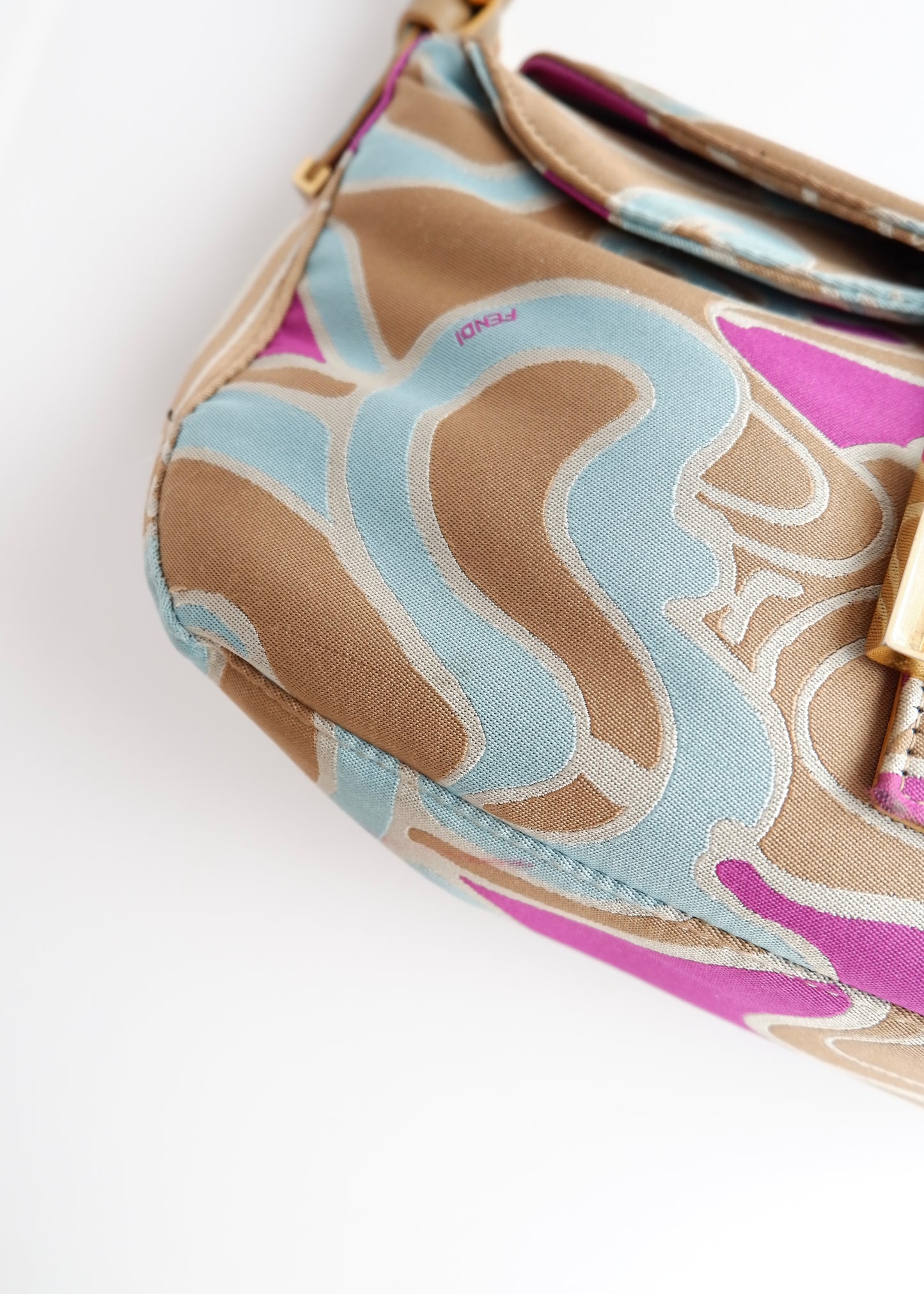 Authentic Preowned Fendi Psychedelic Swirl Multi Color Baguette Shoulder Bag