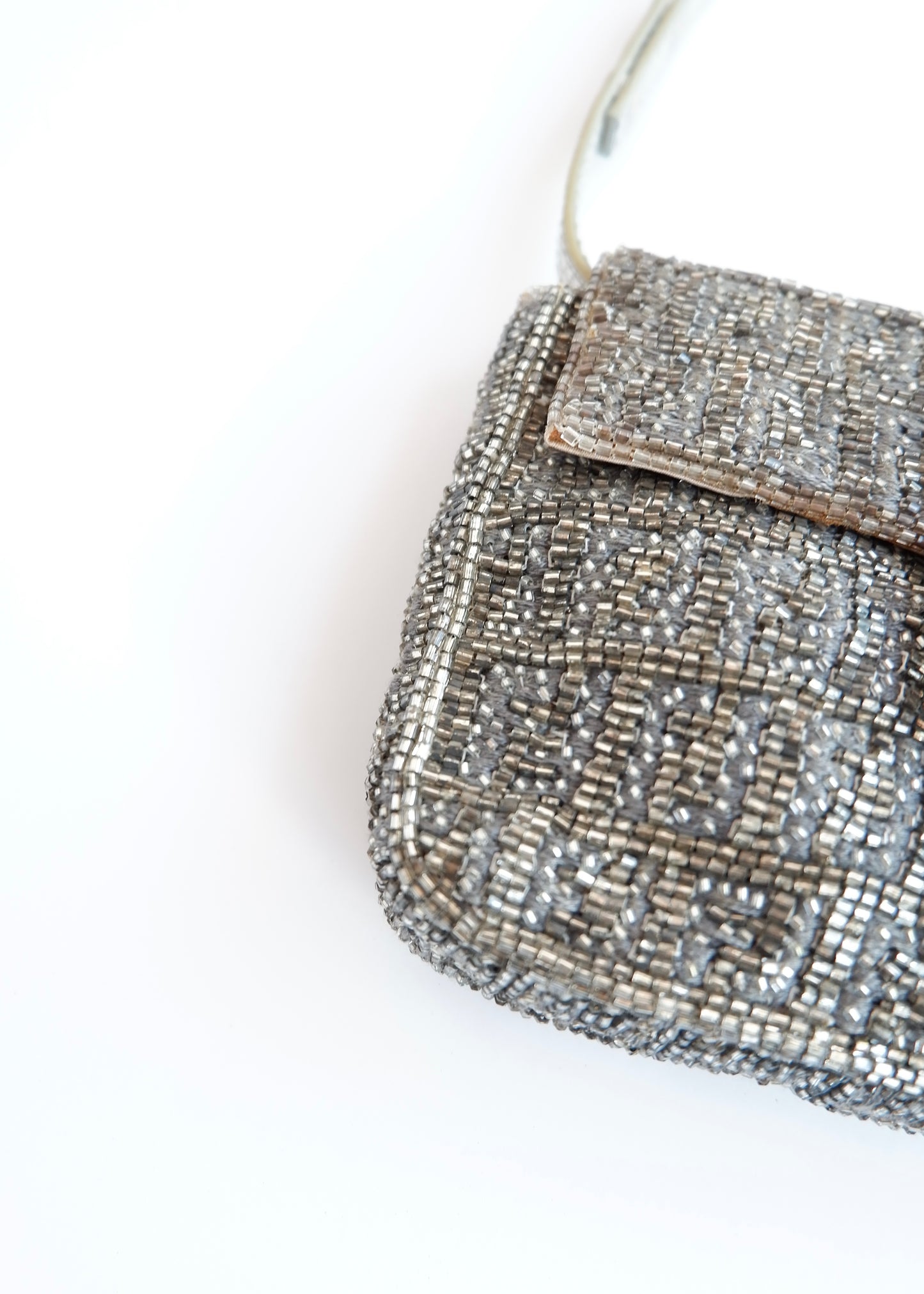 Authentic Preowned Vintage Fendi Silver FF Zucchino Beaded Small Baguette Shoulder Bag
