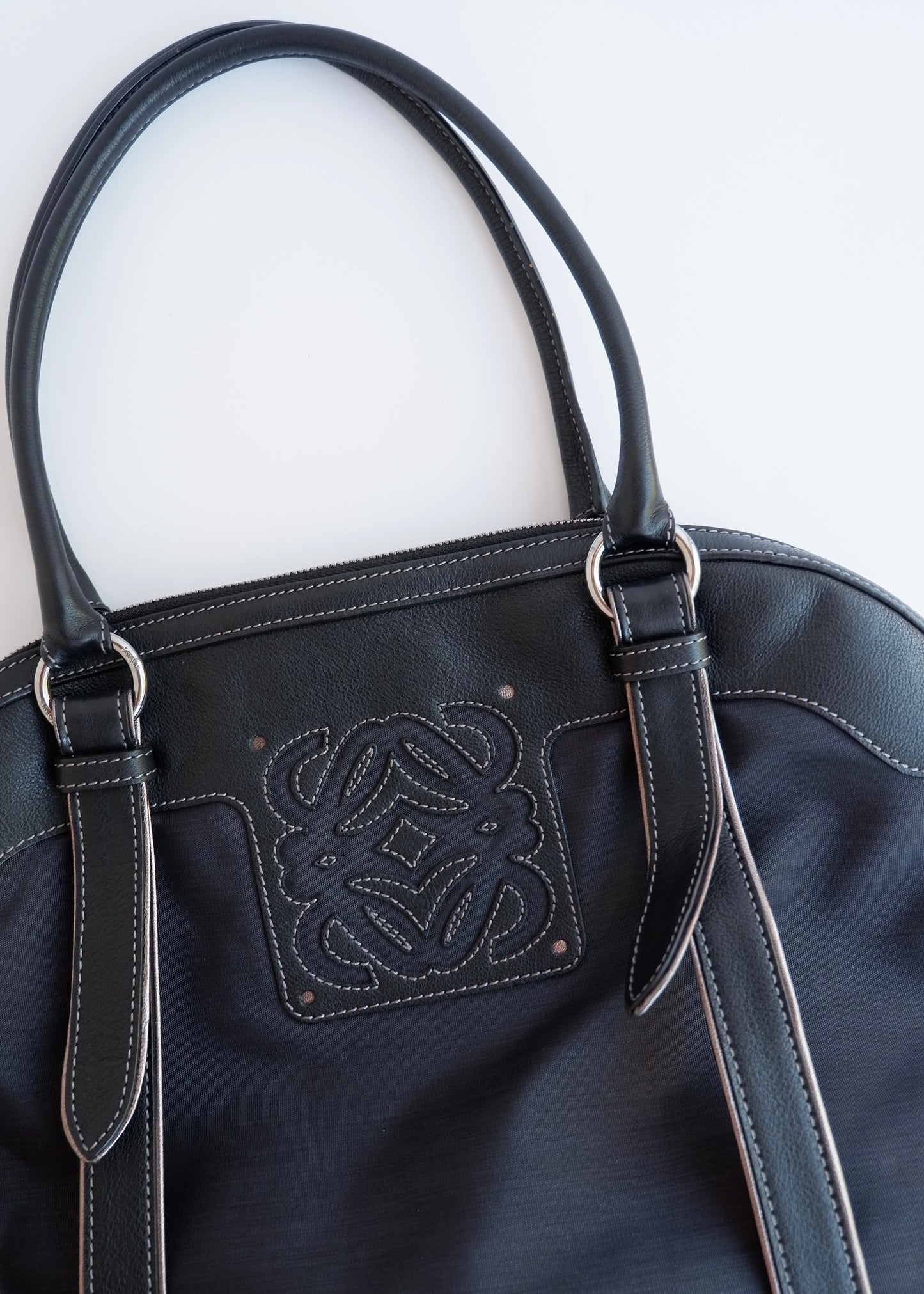 Authentic Preowned Loewe Navy/Black Nylon/Leather Shoulder Tote