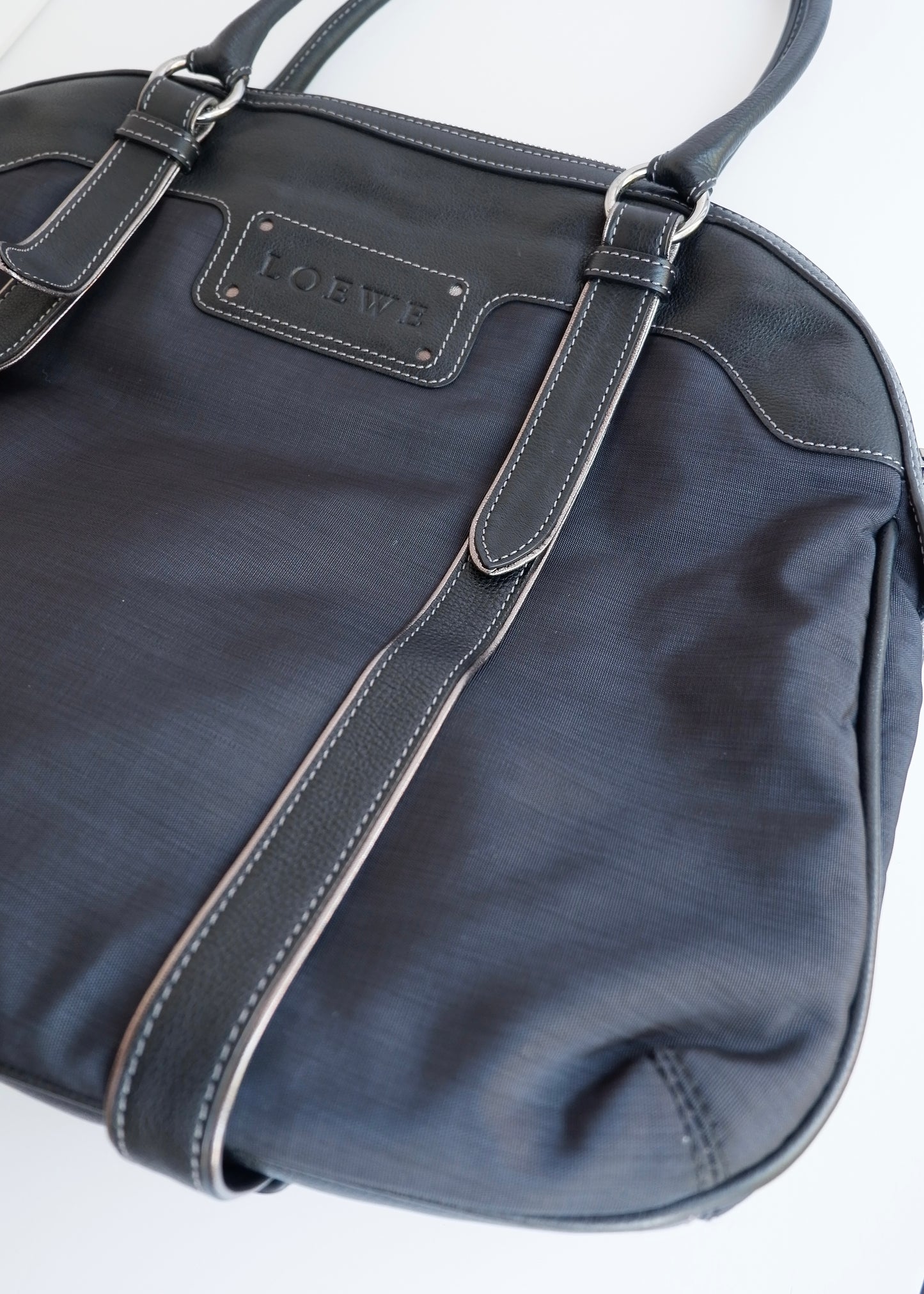 Authentic Preowned Loewe Navy/Black Nylon/Leather Shoulder Tote