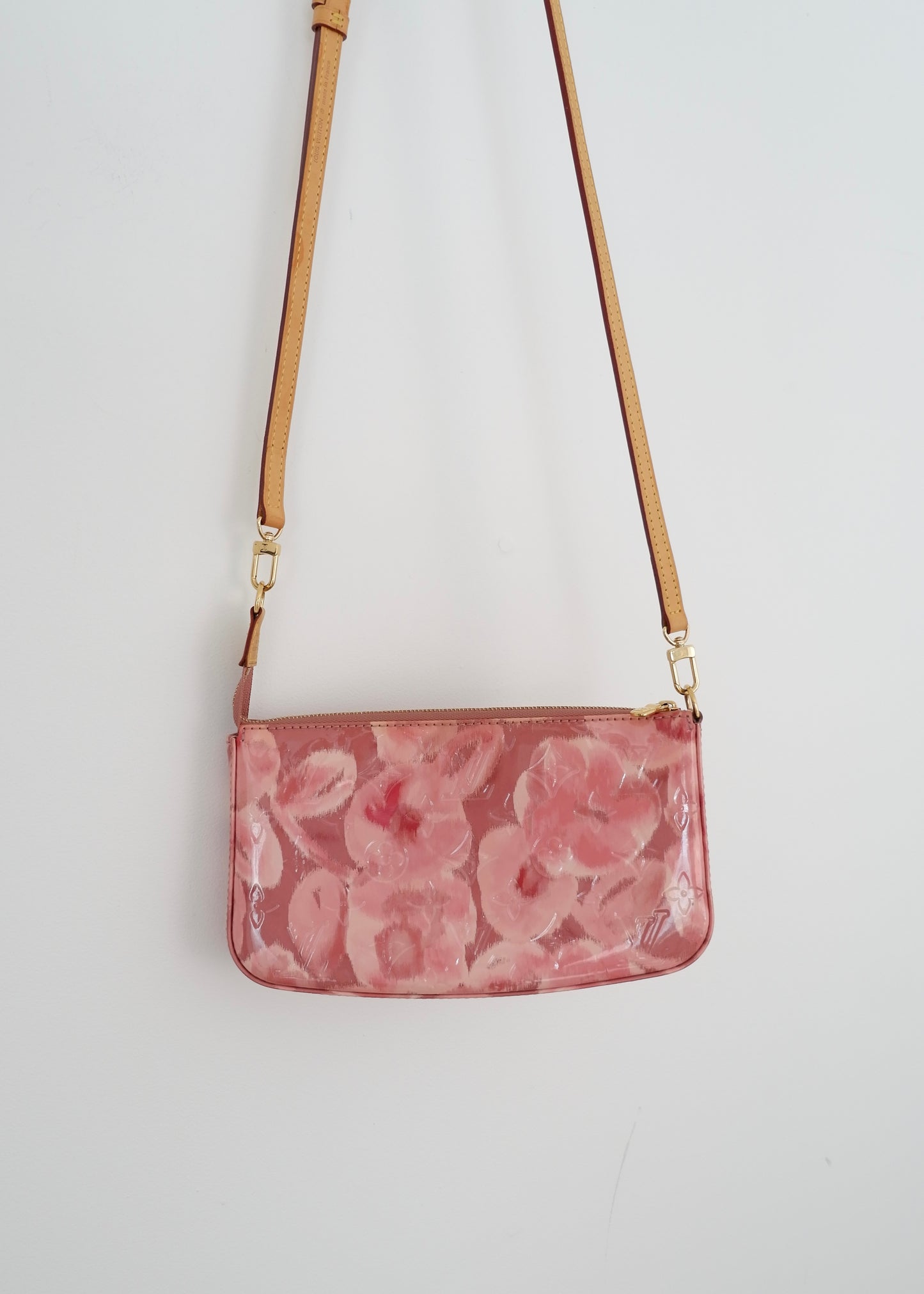 Authentic Preowned Louis Vuitton Limited Edition Rose Velours Monogram Ikat Pochette Crossbody Bag