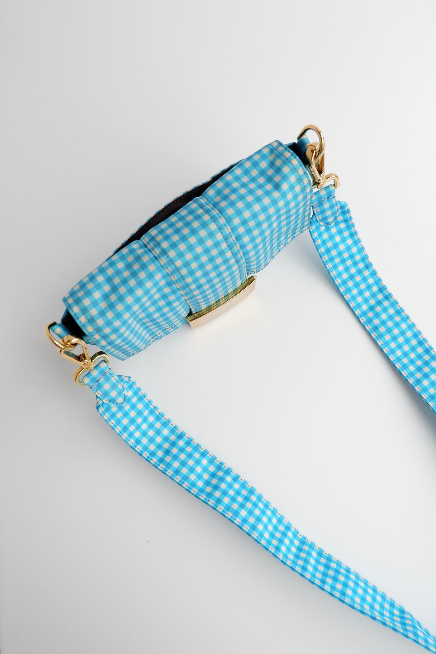 Authentic Preowned Fendi Blue Gingham Nylon Two Way Bag