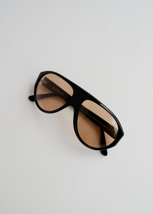 Authentic Preowned Gucci Black Aviator Acetate Frame Sunglasses