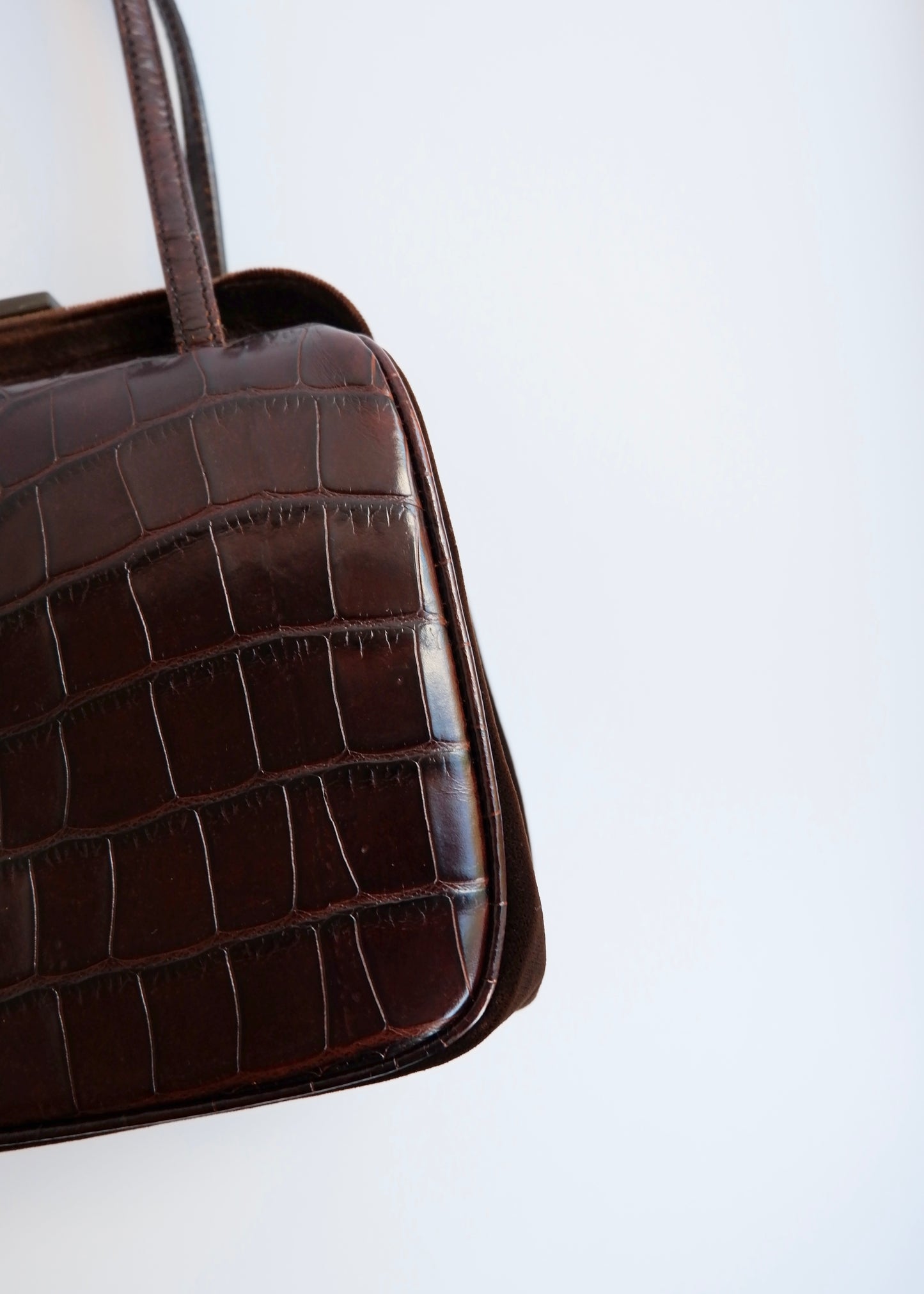 Authentic Preowned Vintage Prada Brown Leather/Velvet Top Handle Bag
