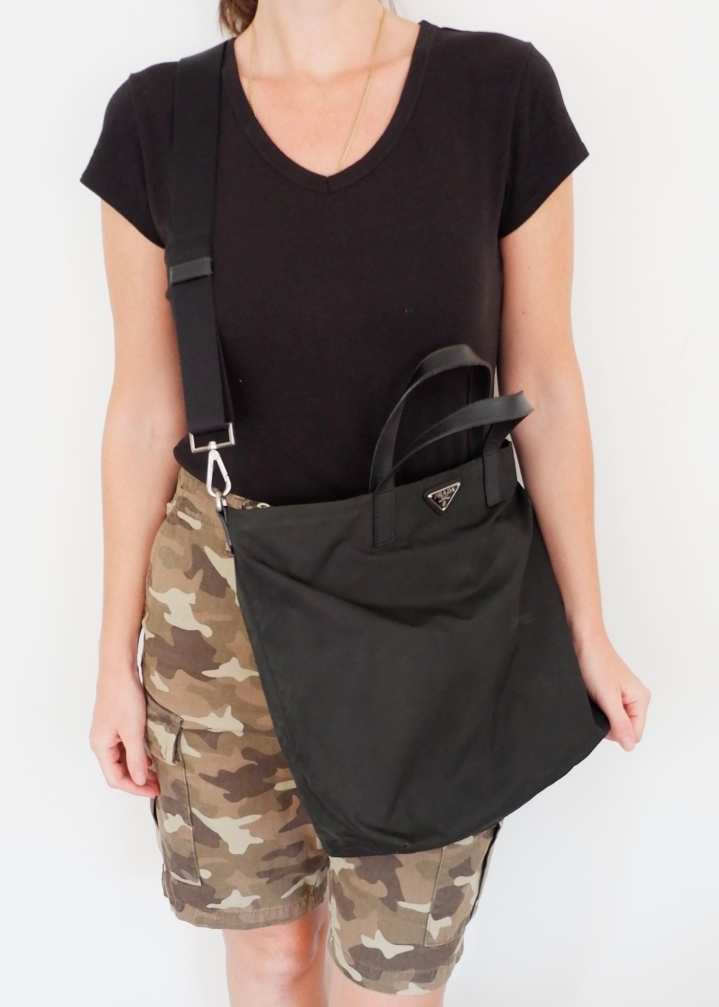 Authentic Preowned Prada Black Nylon Two Way Tote Bag