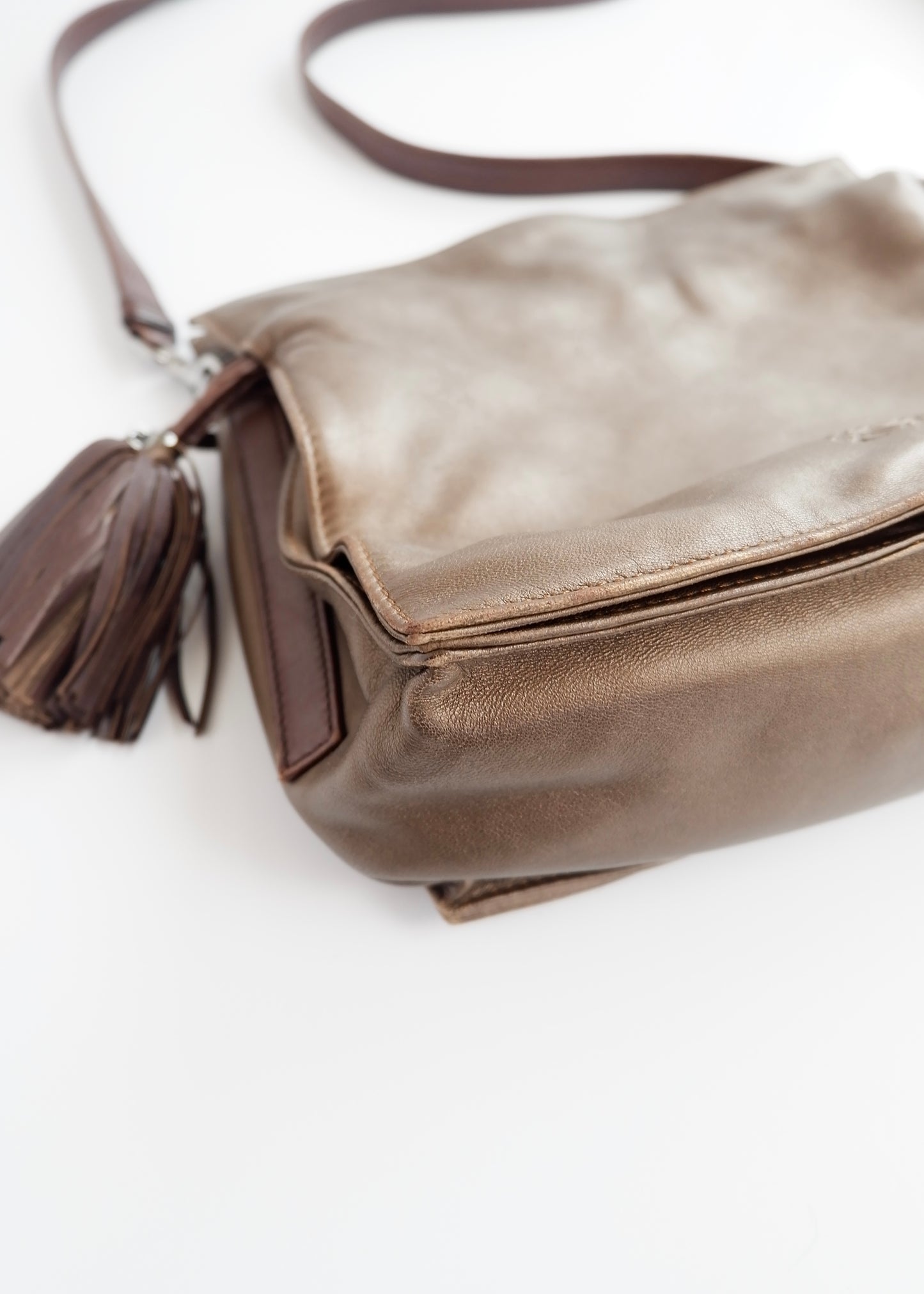 Authentic Preowned Vintage Loewe Bronze Leather Flamingo Bag