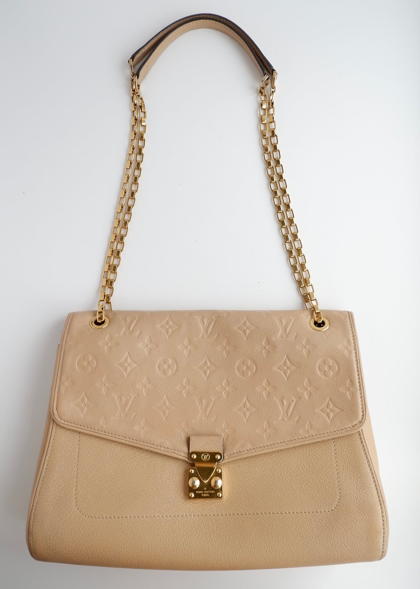 Authentic Preowned Louis Vuitton Cream Monogram Empreinte Leather St Germain MM Shoulder Bag