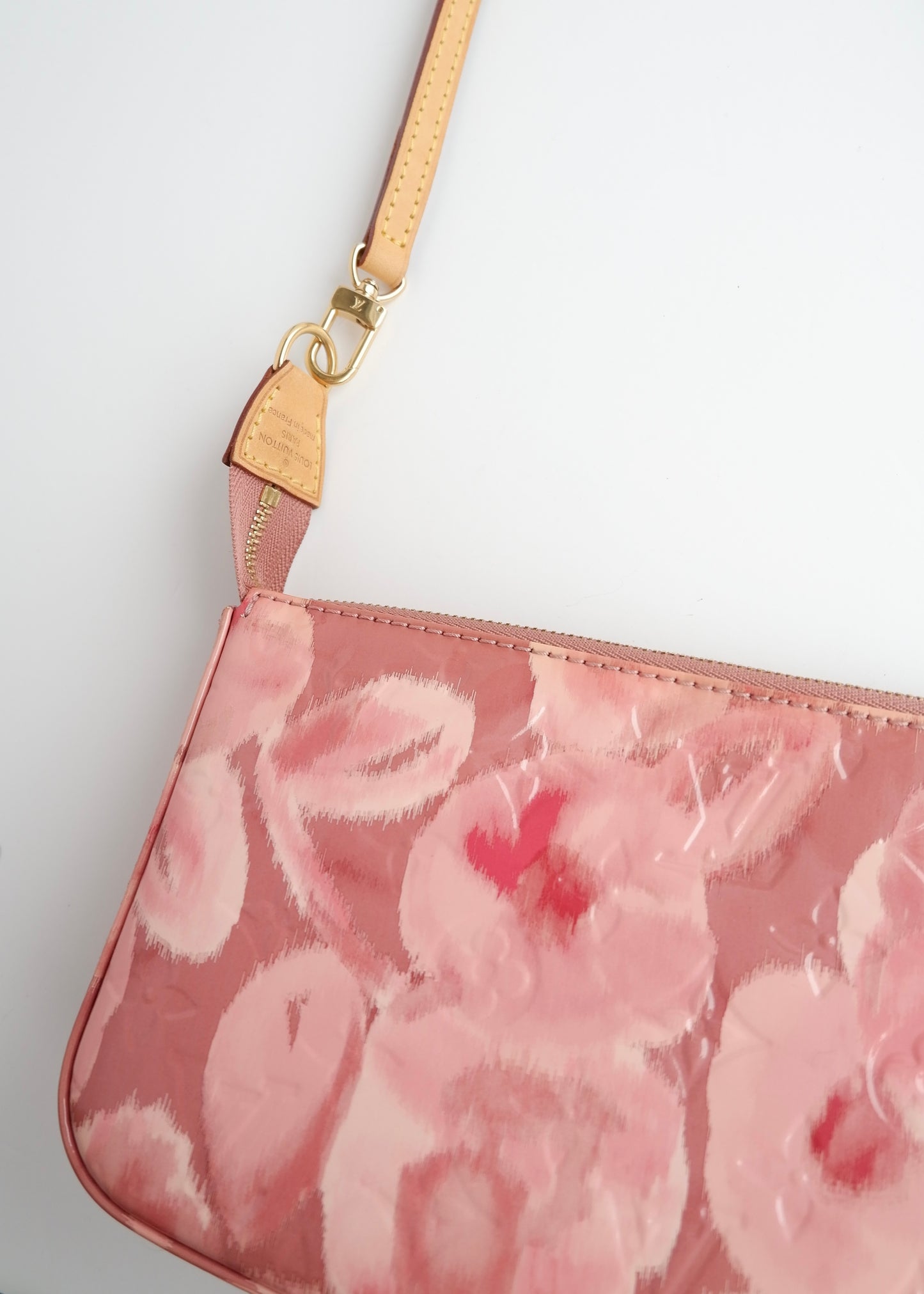 Authentic Preowned Louis Vuitton Limited Edition Rose Velours Monogram Ikat Pochette Crossbody Bag
