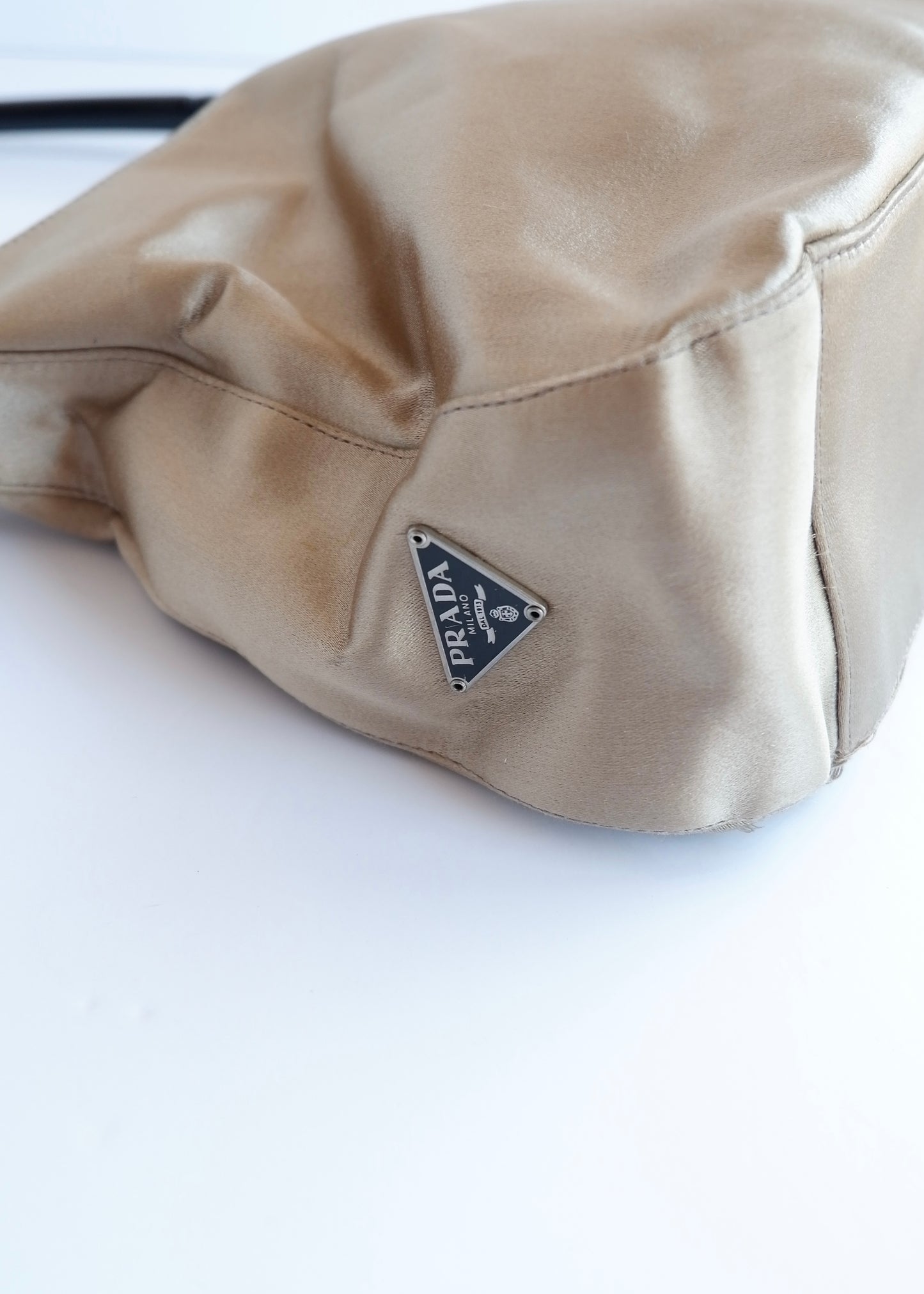 Authentic Preowned Vintage Prada Champagne Satin Shoulder Bag