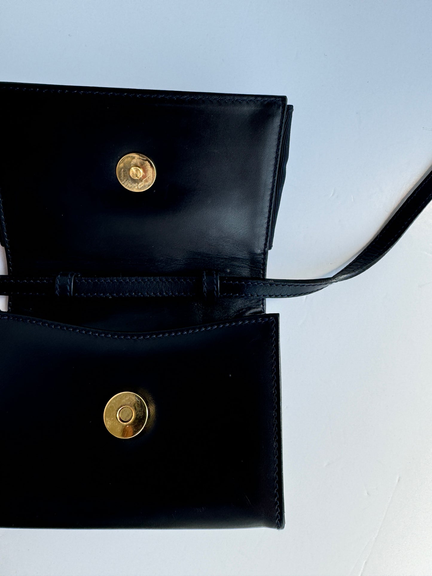 Authentic Preowed Ferragmo Navy Leather Micro Crossbody Bag