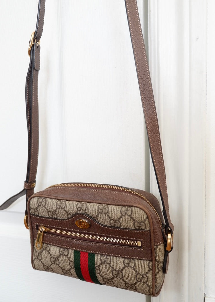 Authentic Preowned Gucci Brown GG Canvas Mini Ophidia Crossbody Bag