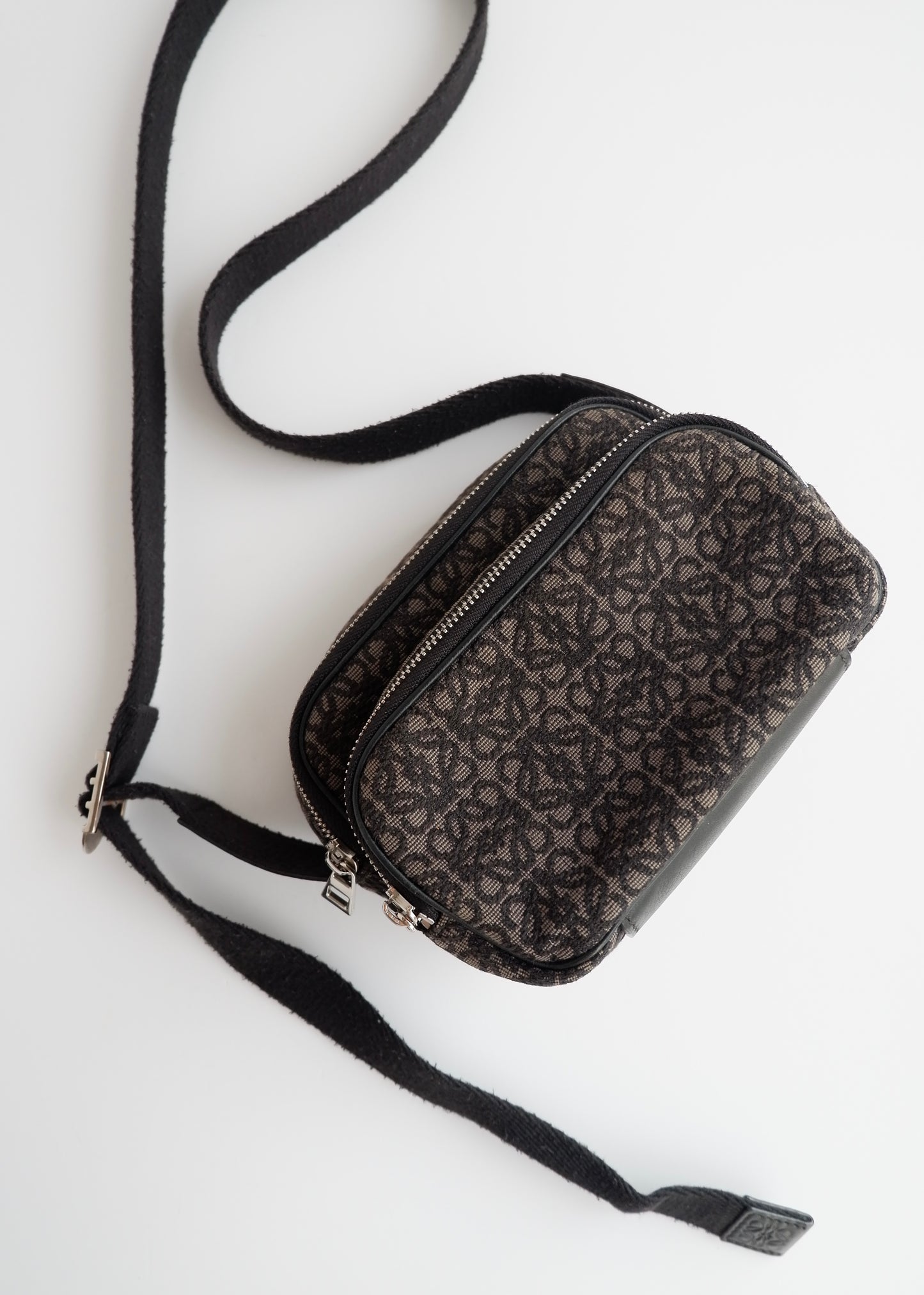 Authentic Preowned Loewe Black Canvas Anagram Crossbody Bag