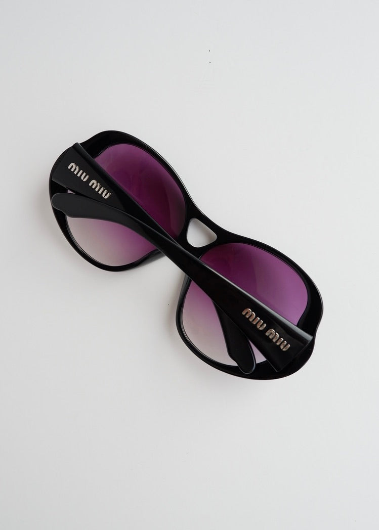 Authentic Preowned Miu Miu Black/Purple Frame Oversized Sunglasses