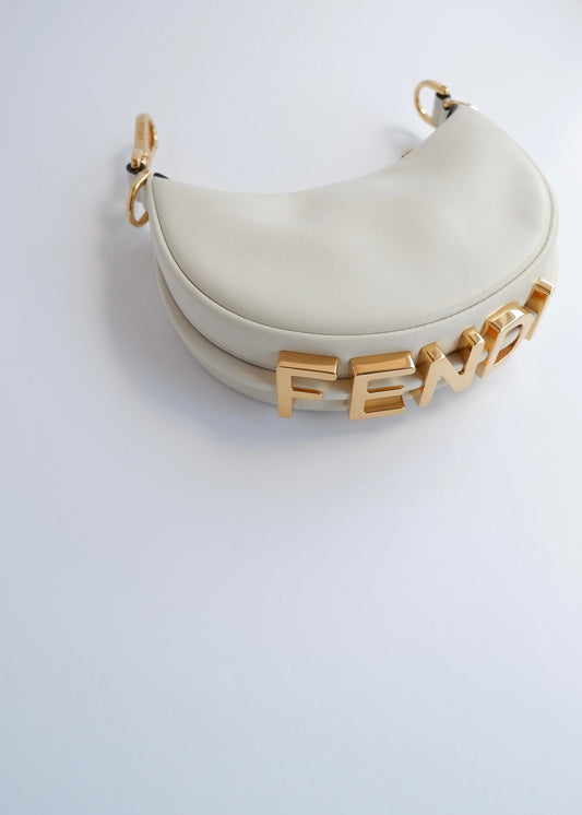 Authentic Preowned Fendi White Leather Nano Fendigraphy Handbag