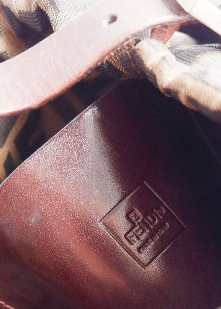 Authentic Preowned Vintage Fendi Brown Zucca Bucket Handbag