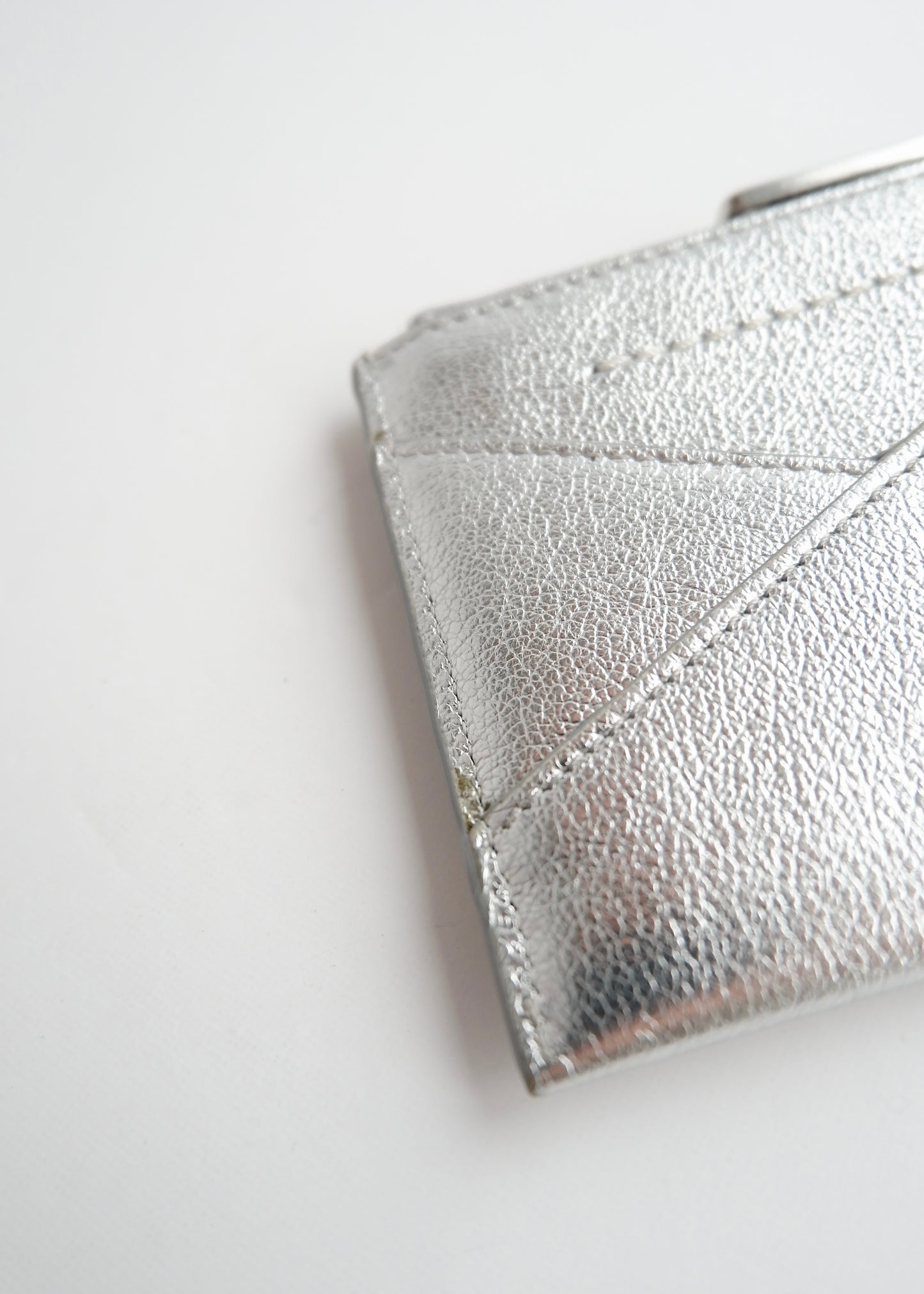 Authentic Preowned Maison Margiela Silver Metalic Leather Card Holder