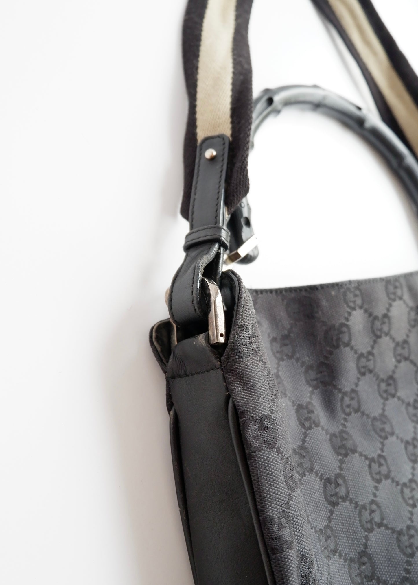 Authentic Preowned Gucci Black GG Canvas Two Strap Shoulder Bag