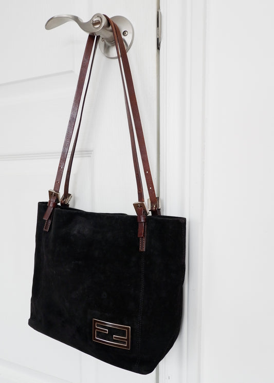 Authentic Preowned Fendi Black Suede Shoulder Bag
