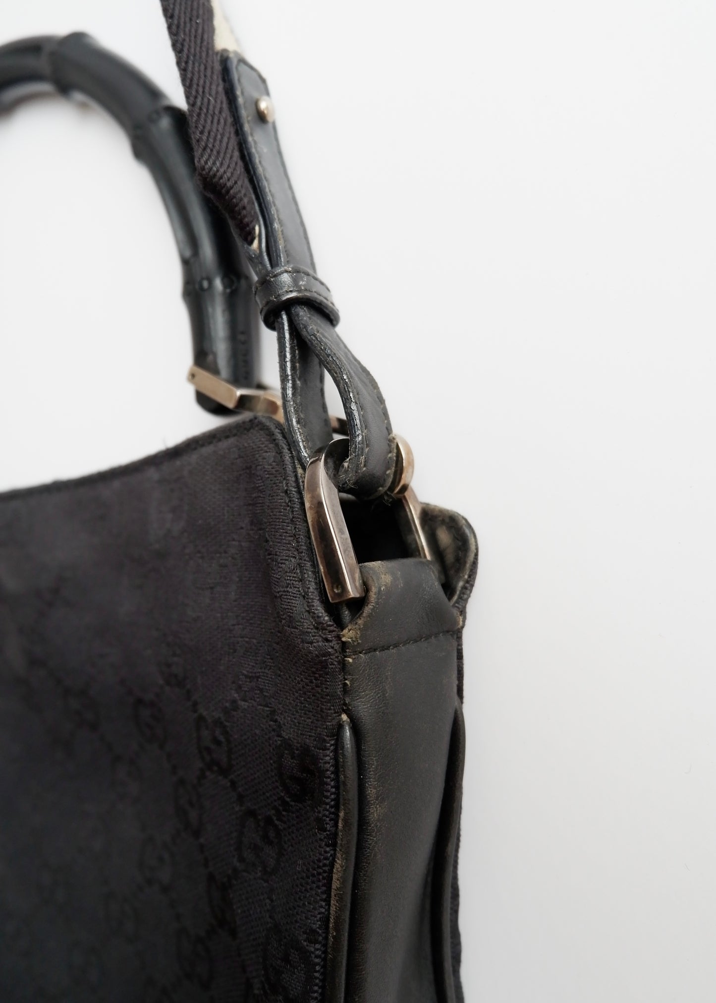 Authentic Preowned Gucci Black GG Canvas Two Strap Shoulder Bag