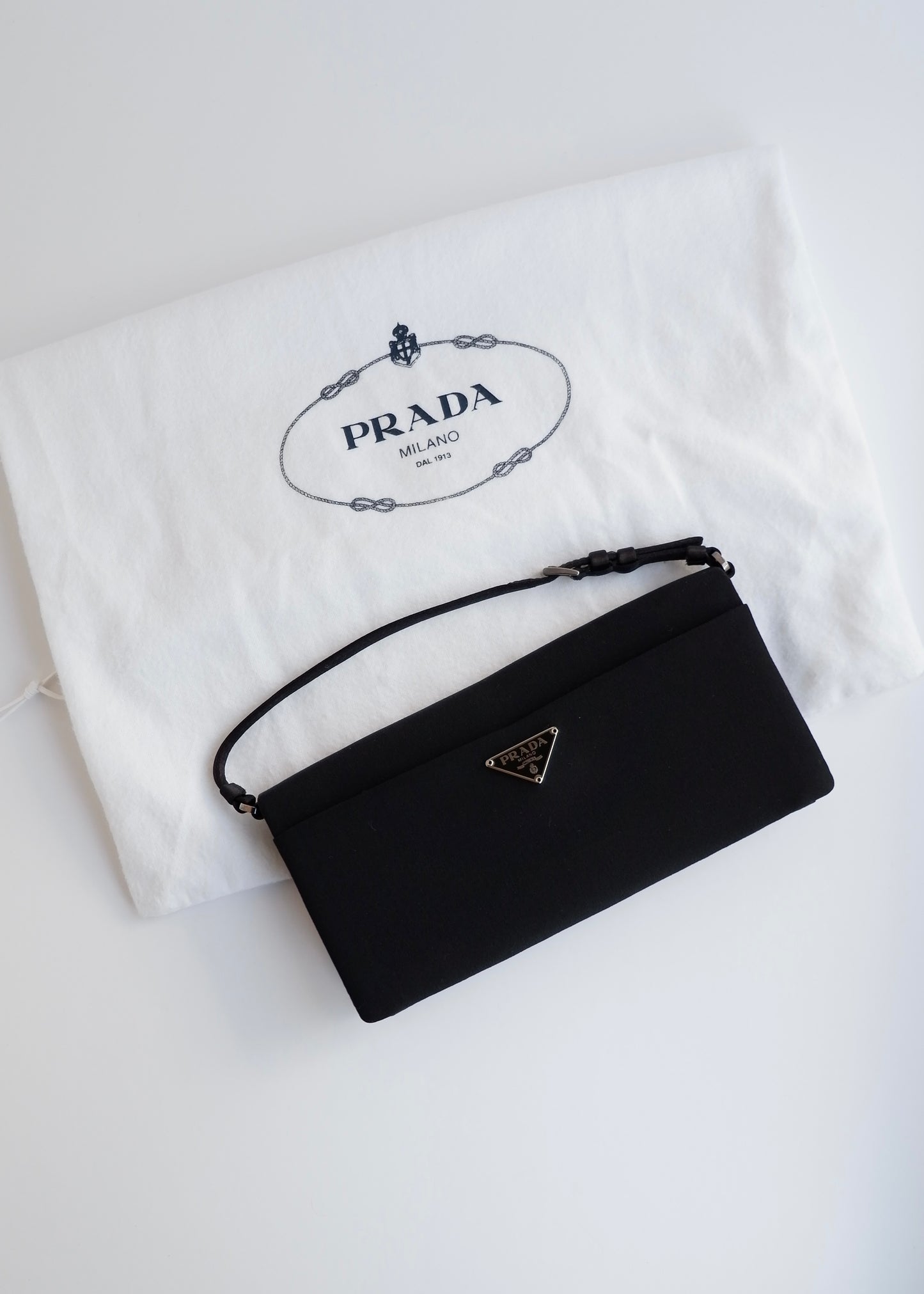 Authentic Preowned Prada Black Satin Bow Detail Handbag