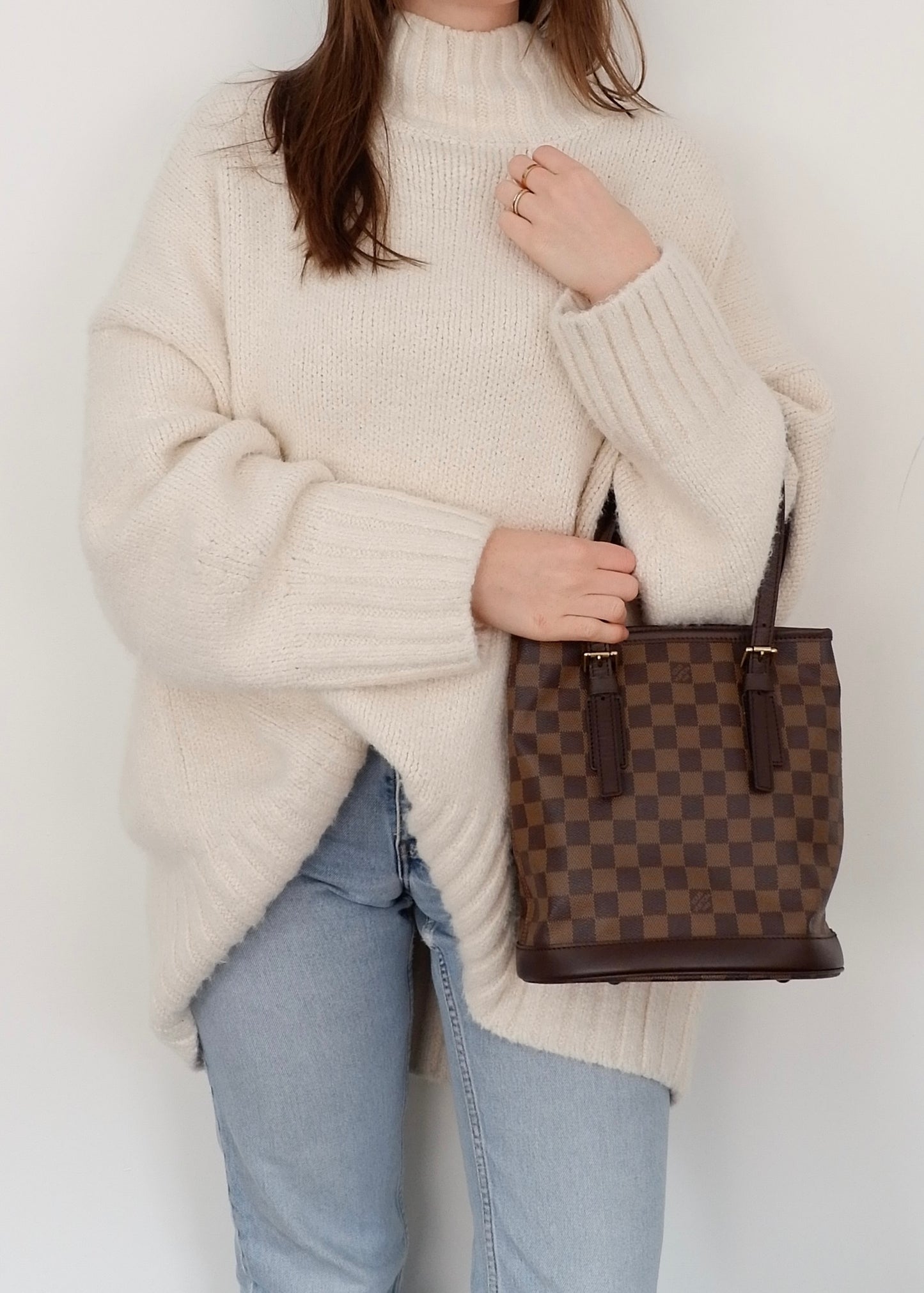 Authentic Preowned Louis Vuitton Damier Ebene Marais Bucket Bag