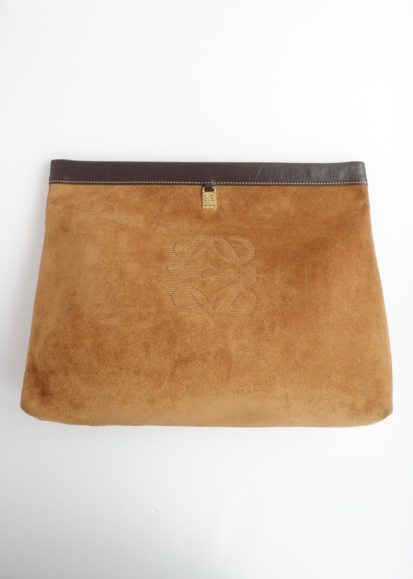 Authentic Preowned Loewe Brown Suede Oversized Clutch Bag