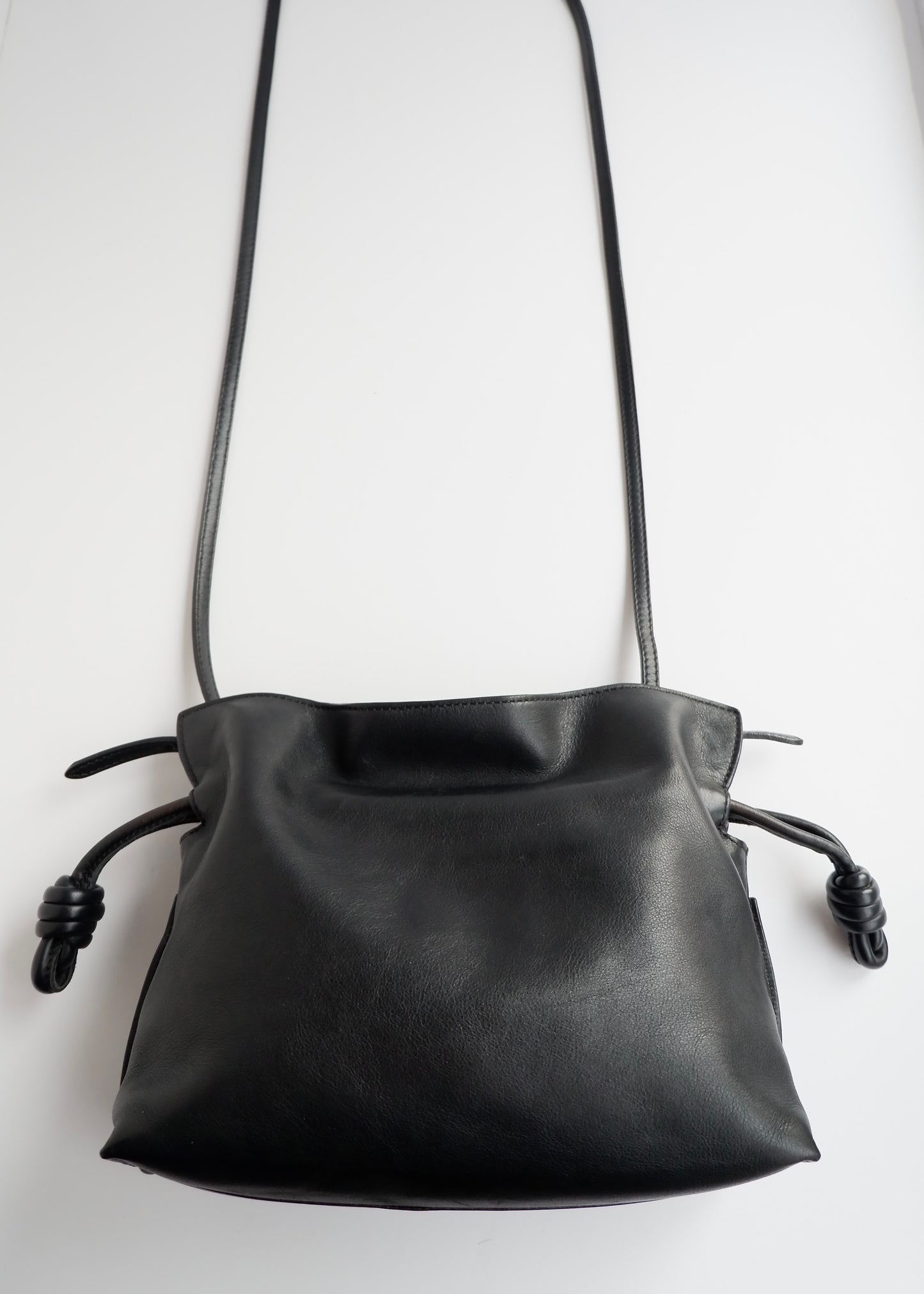 Authentic Preowned Loewe Black Leather Flamenco Knot Clutch/ Crossbody Bag