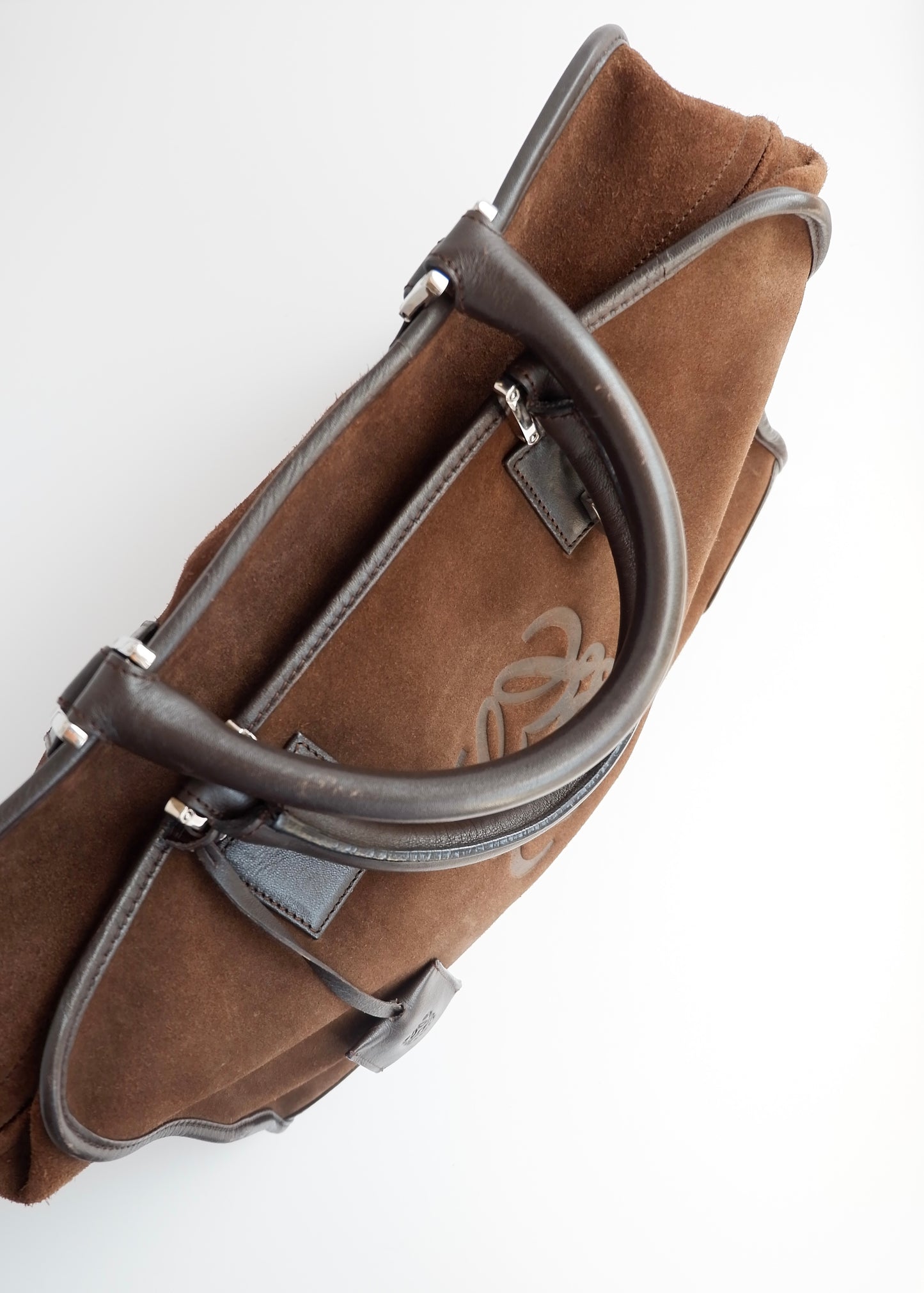 Authentic Preowned Vintage Loewe Brown Suede/ Leather Amazona Handbag