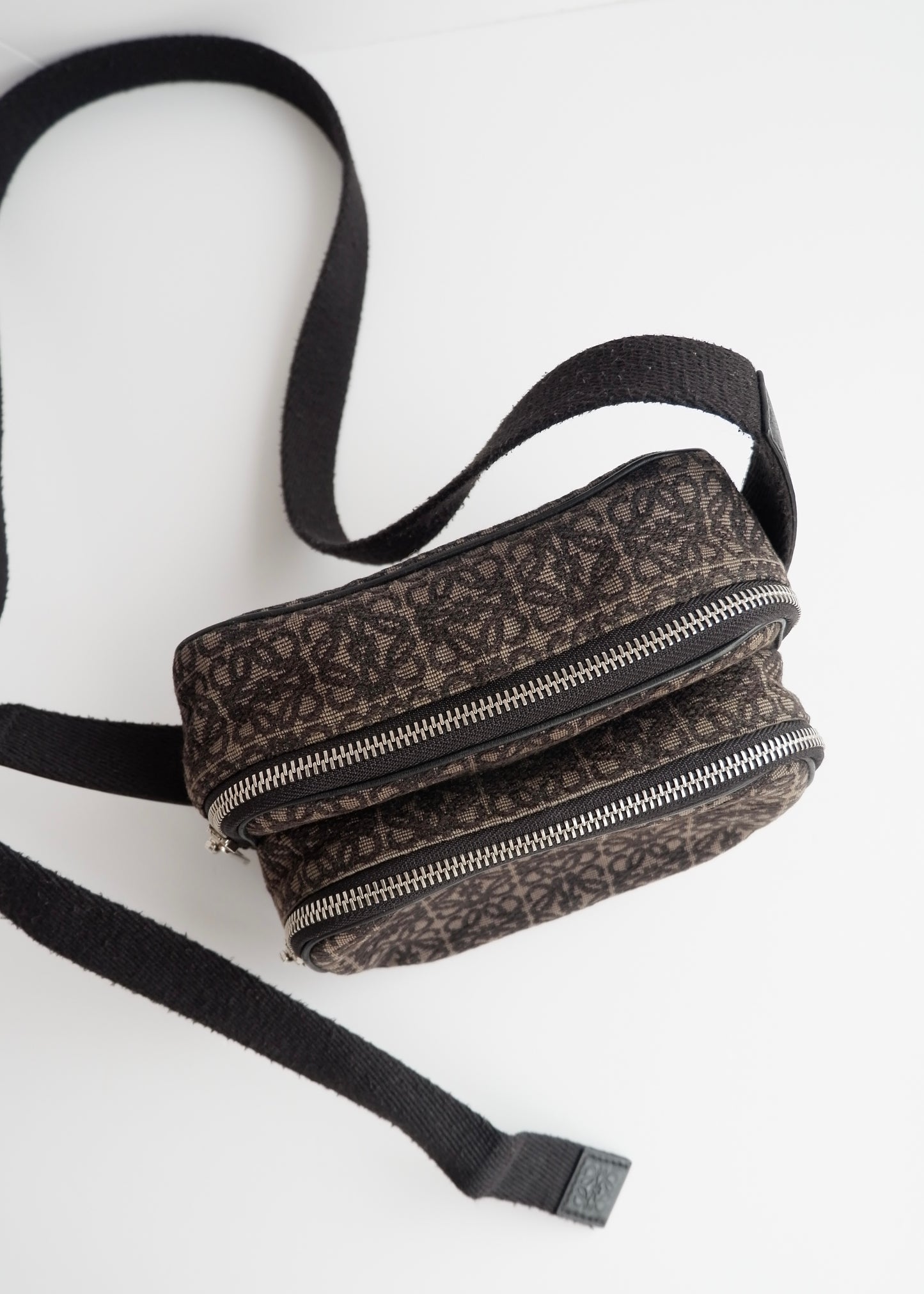 Authentic Preowned Loewe Black Canvas Anagram Crossbody Bag