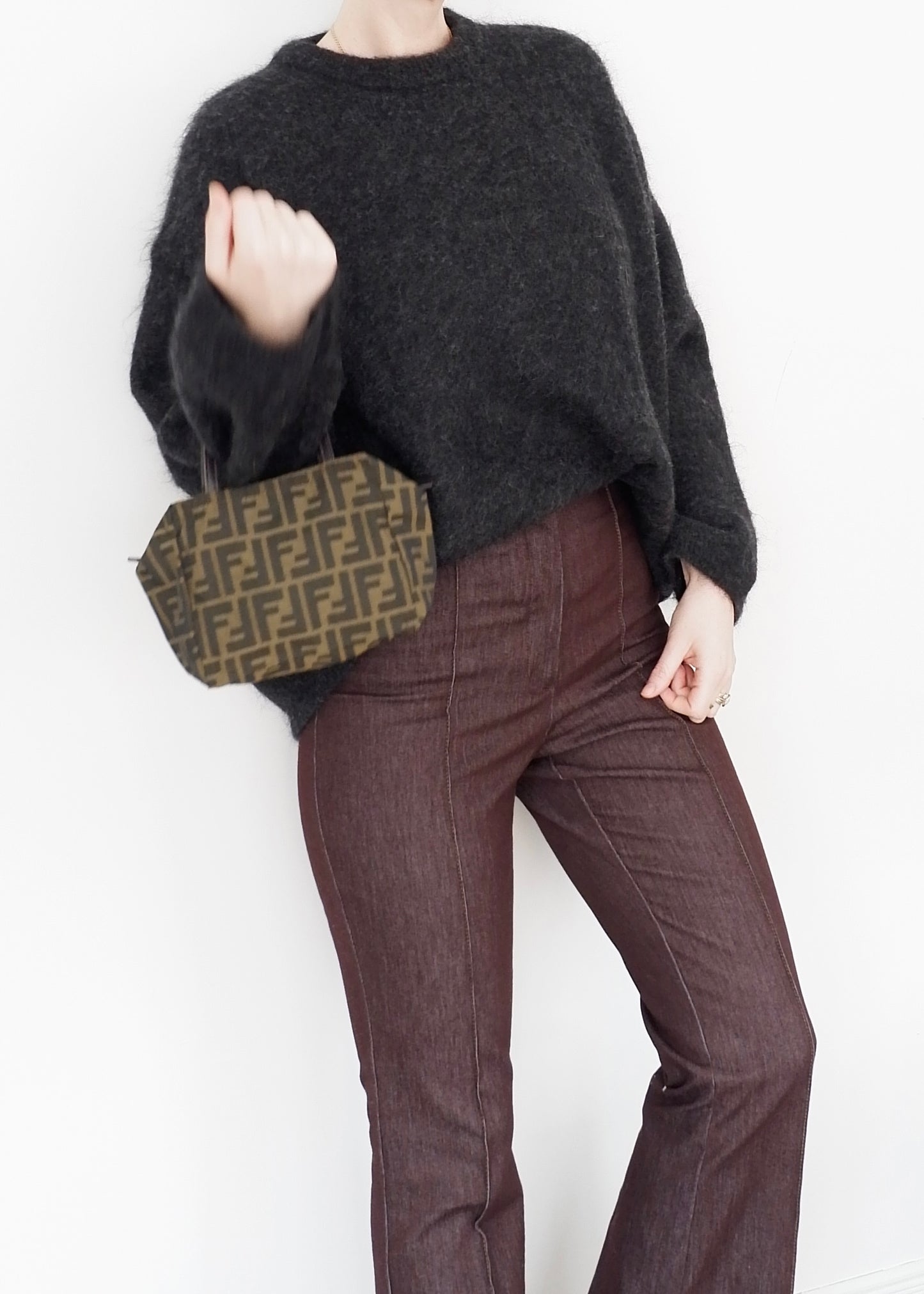 Authentic Preowned Vintage Fenci Brown Canvas Zucca Mini Handbag