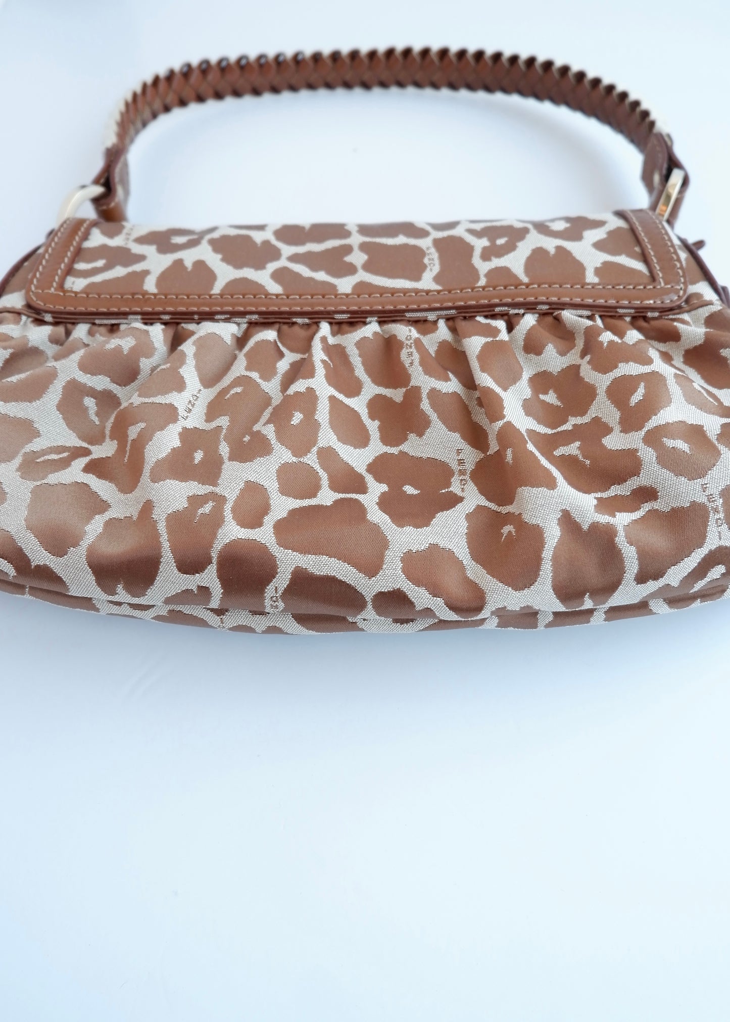 Authentic Preowned Fendi Brown/Beige Leopard Print Baguette Shoulder Bag