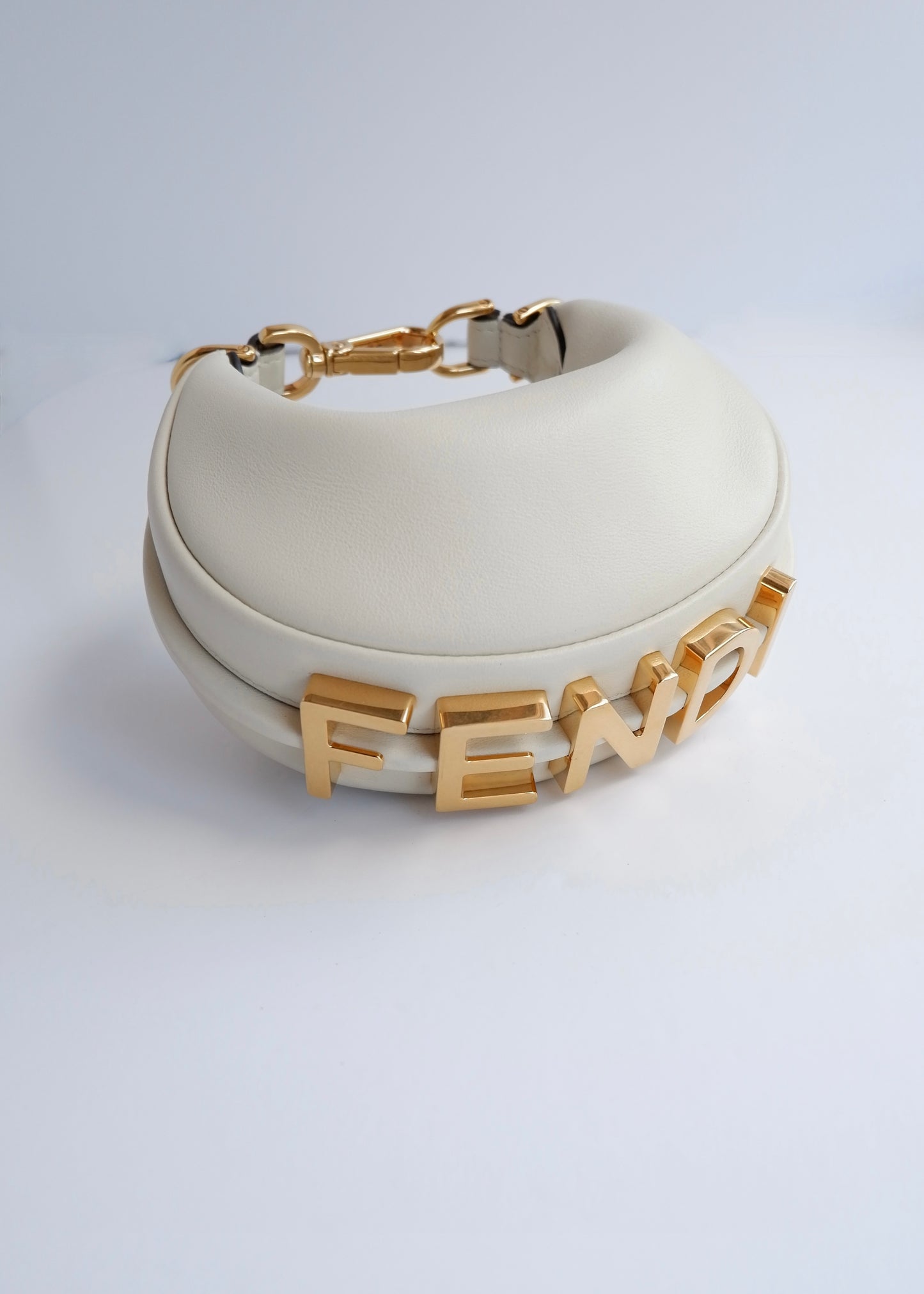 Authentic Preowned Fendi White Leather Nano Fendigraphy Handbag
