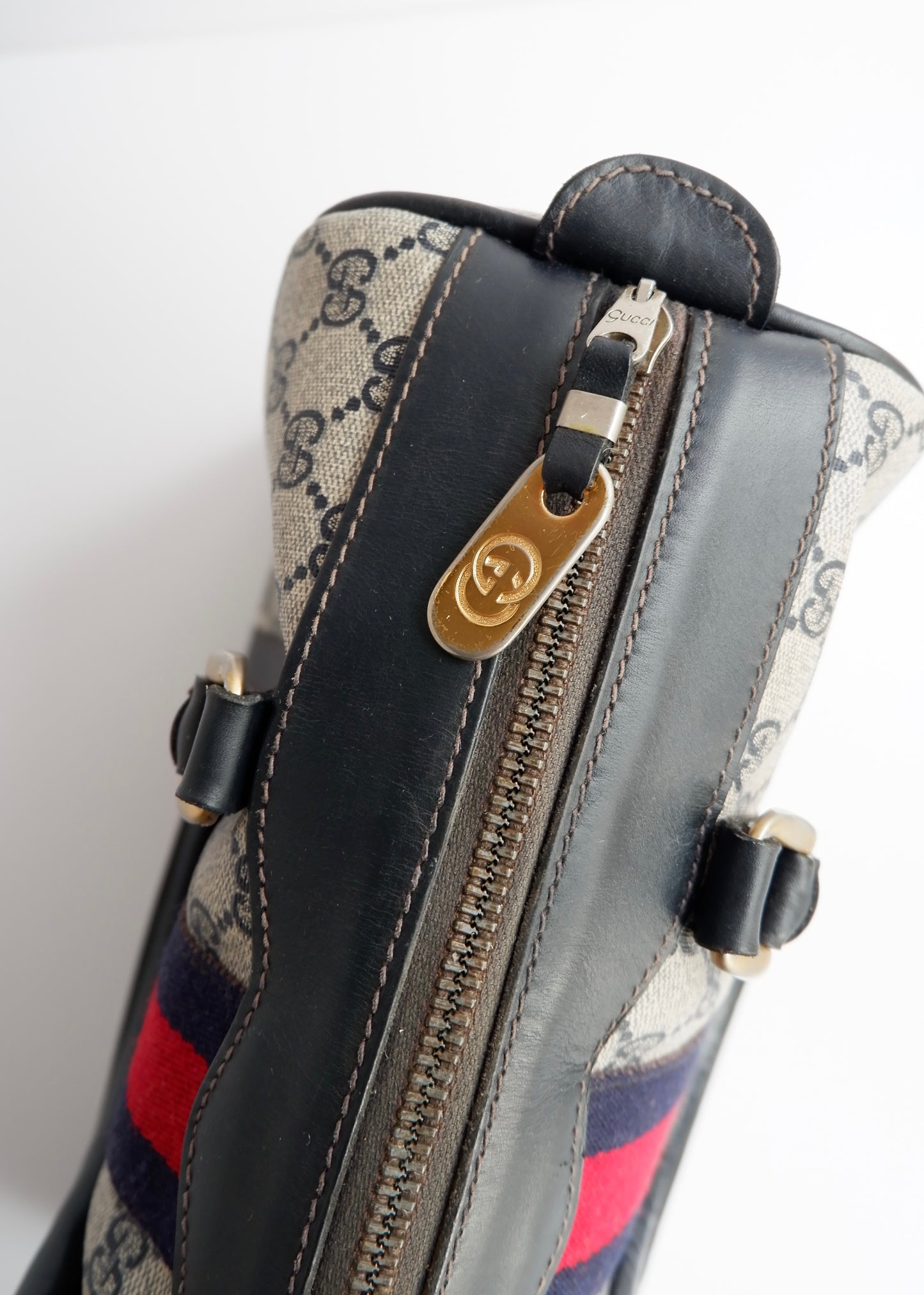 Authentic Preowned Vintage Gucci Navy Boston Bag