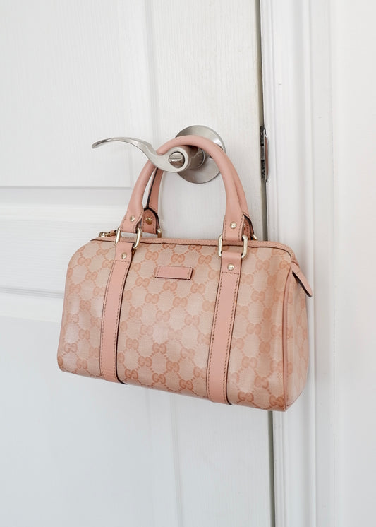 Authentic Preowned Gucci Pink GG Canvas Mini Boston Bag