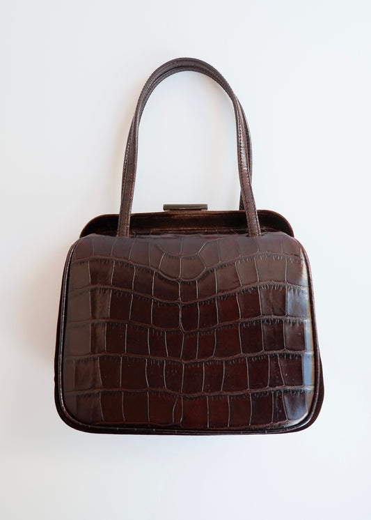 Authentic Preowned Vintage Prada Brown Leather/Velvet Top Handle Bag