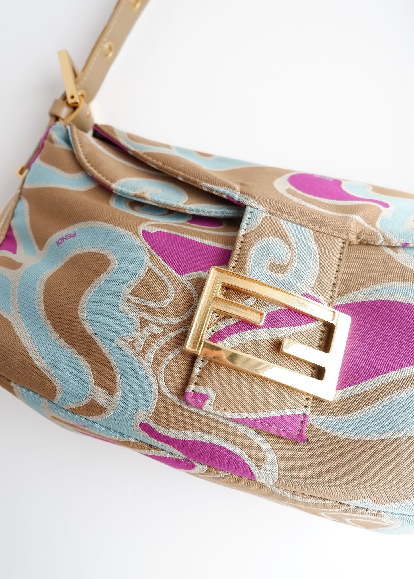 Authentic Preowned Fendi Psychedelic Swirl Multi Color Baguette Shoulder Bag