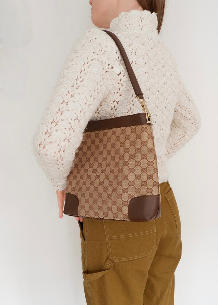 Authentic Preowned Gucci Brown GG Canvas Shoulder Bag  display picture 1