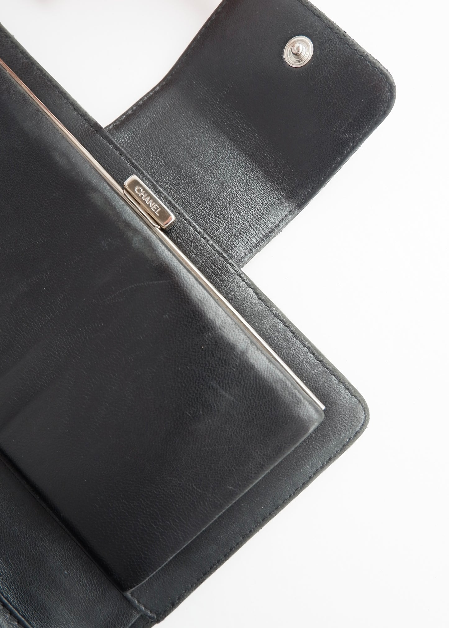 Authentic Preowned Chanel Black Lambskin Long Fold Wallet