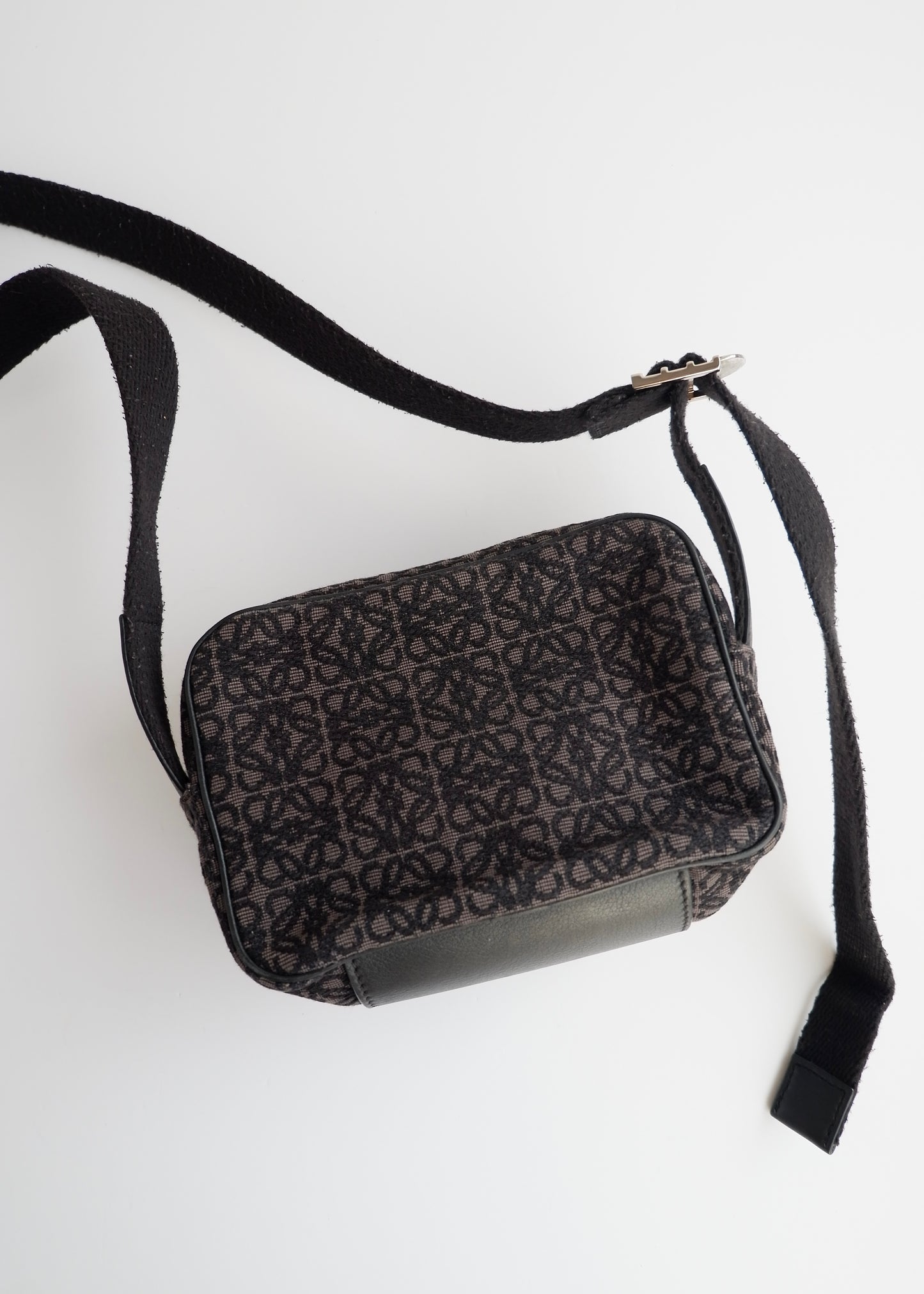 Authentic Preowned Loewe Black Canvas Anagram Crossbody Bag