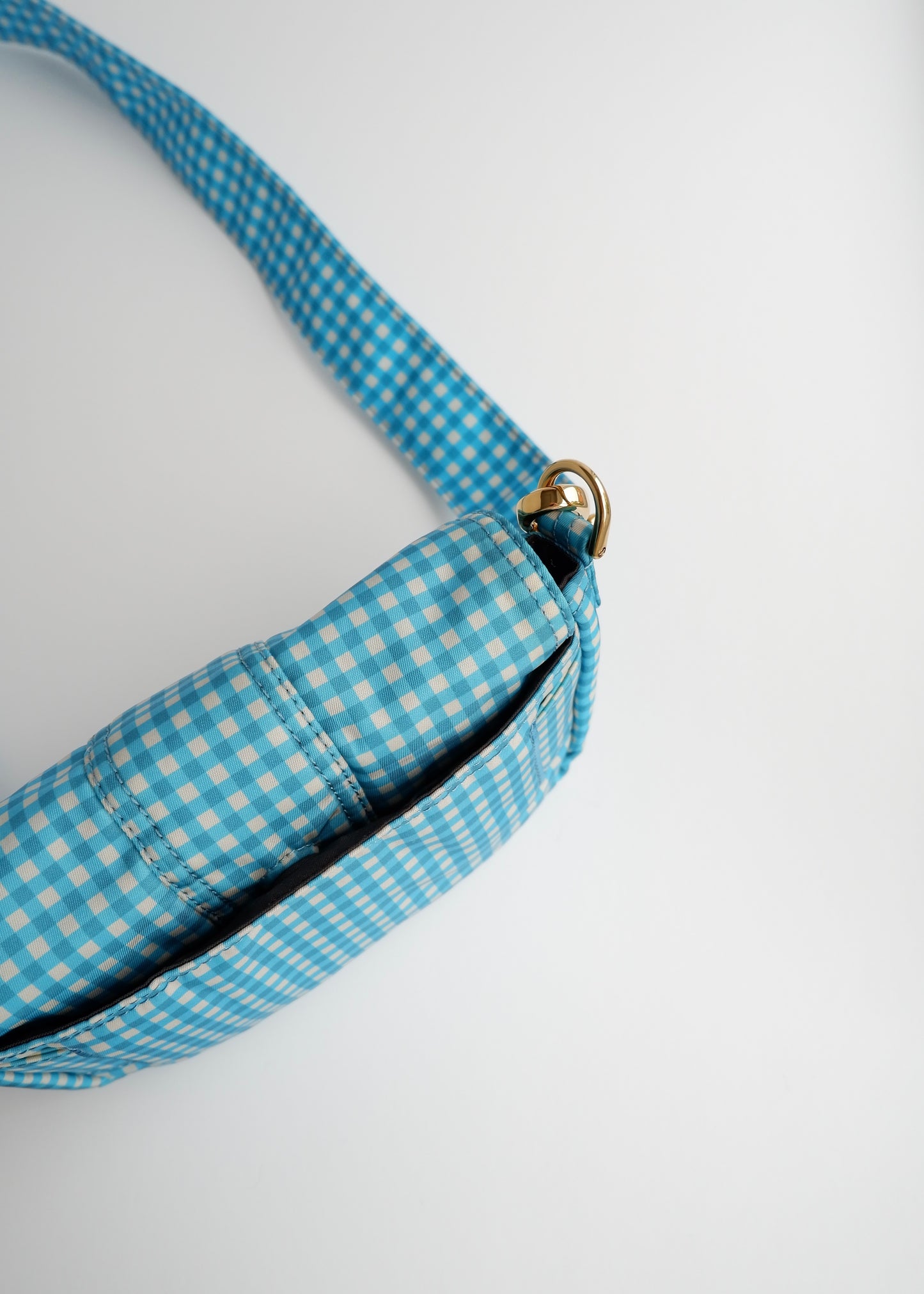 Authentic Preowned Fendi Blue Gingham Nylon Two Way Bag