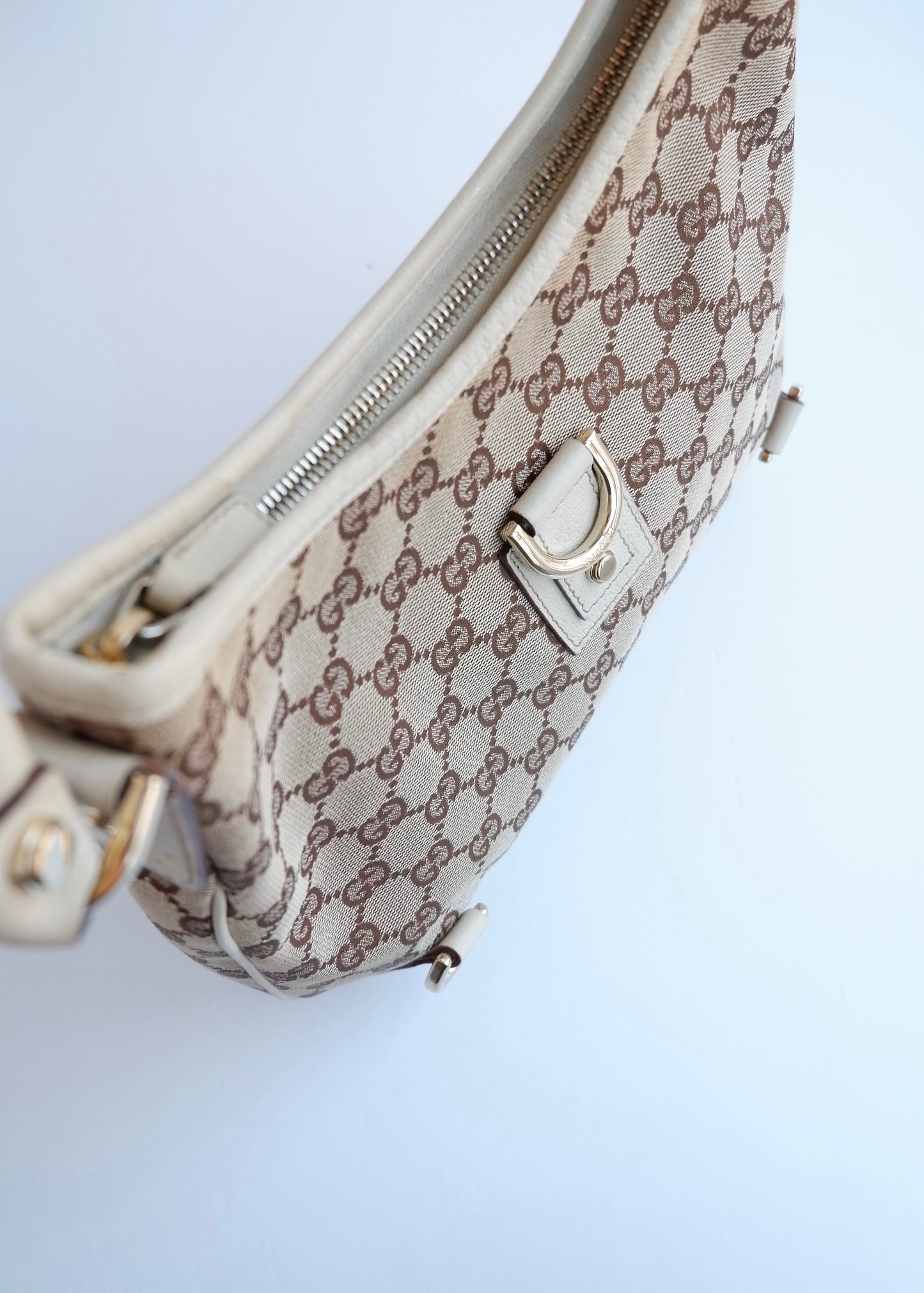 Authentic Preowned Gucci White GG Canvas Shoulder Bag