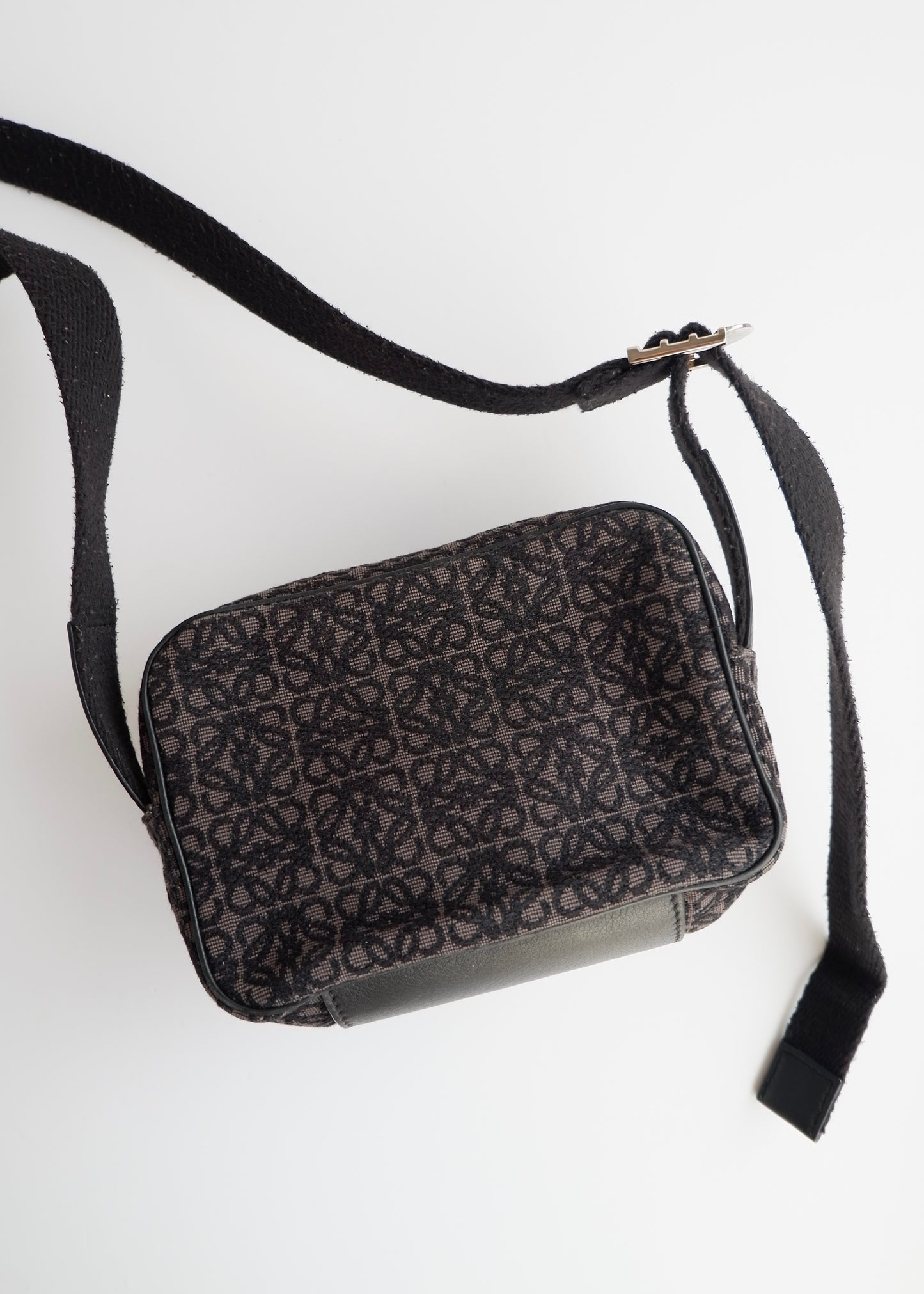 Authentic Preowned Loewe Black Canvas Anagram Crossbody Bag