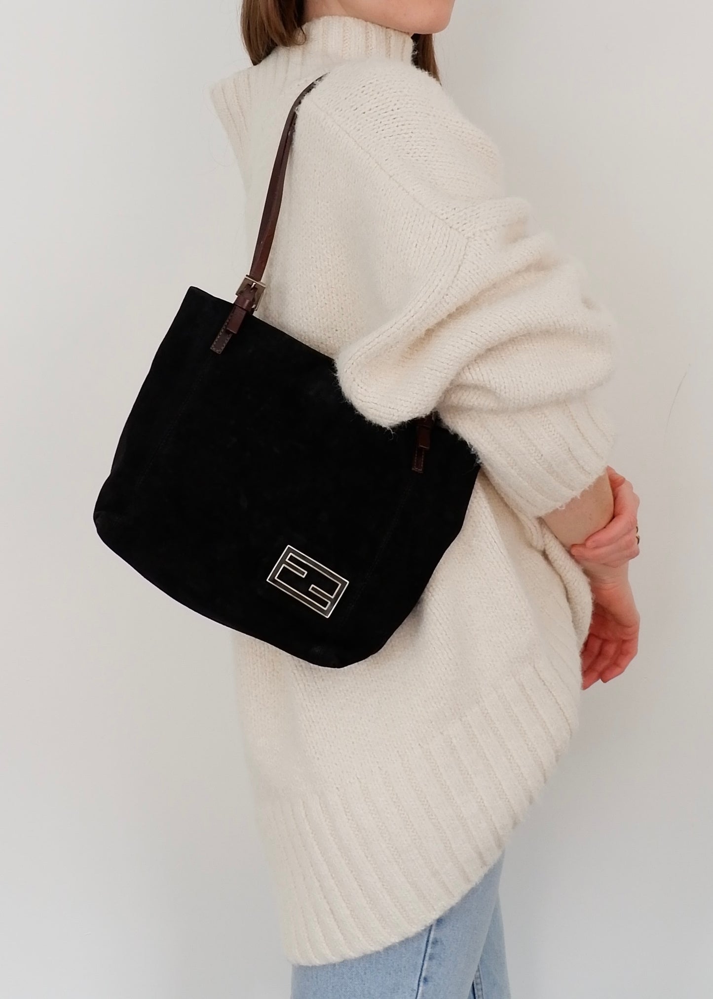 Authentic Preowned Fendi Black Suede Shoulder Bag
