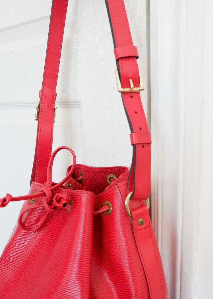 Authentic Preowned Louis Vuitton Red Epi Leather Noe GM Shoulder Bag
