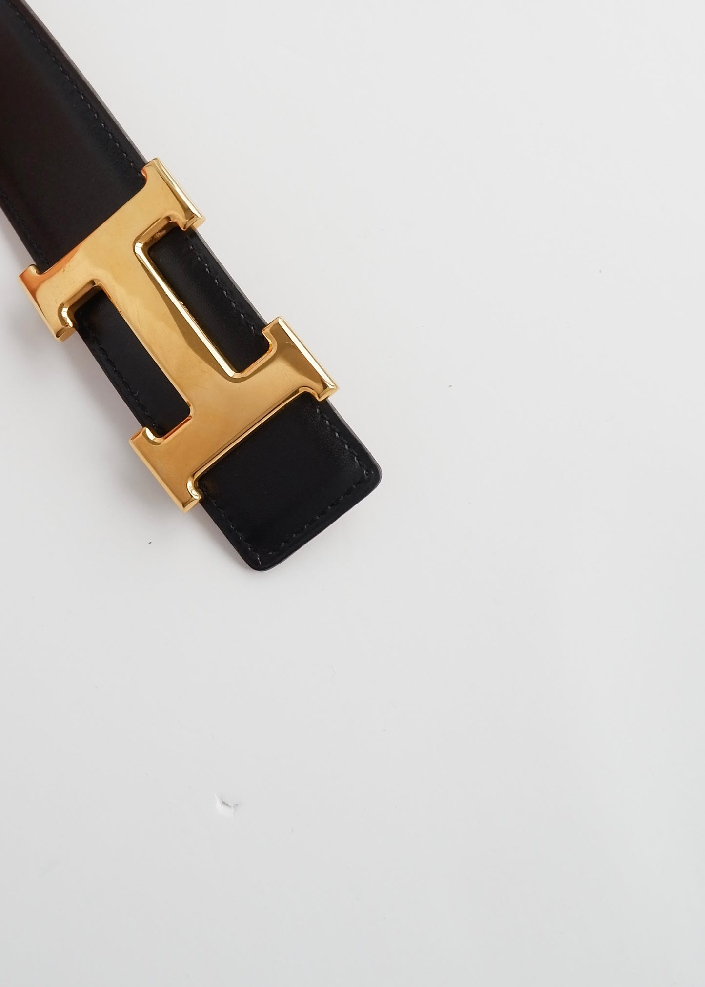 Authentic Preowned Hermes Black/ Brown H Belt GHW - 65