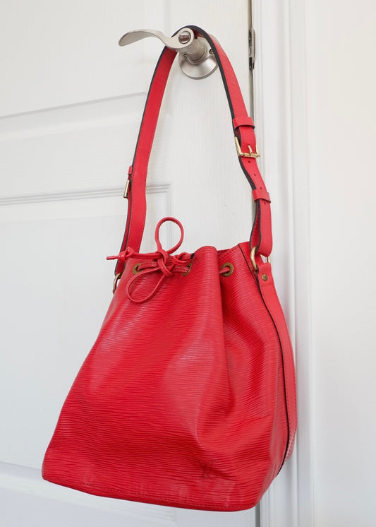 Authentic Preowned Louis Vuitton Red Epi Leather Noe GM Shoulder Bag
